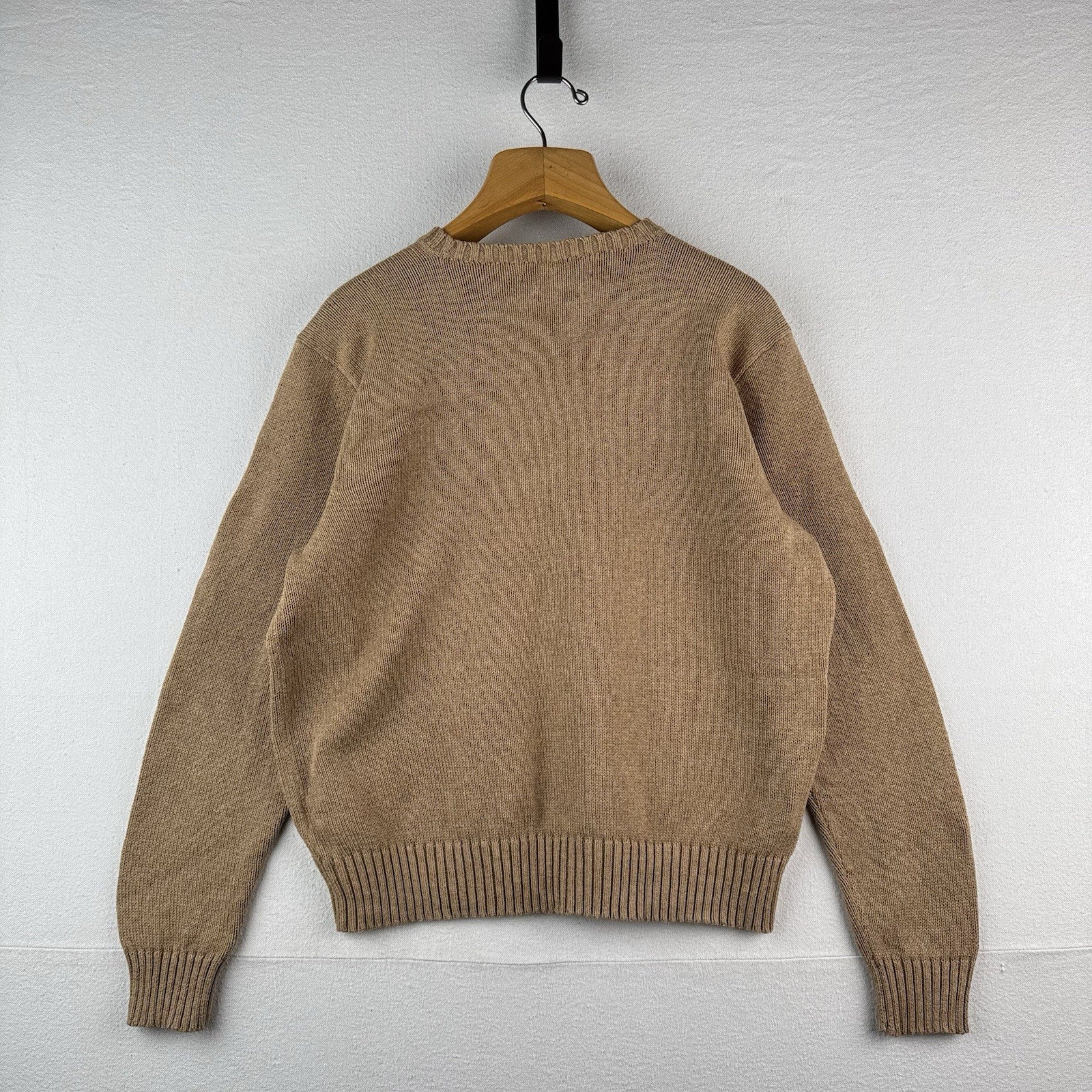 Vintage Polo Ralph Lauren Mens XL Crew Neck Sweater 100% Pima Cotton Beige *Read