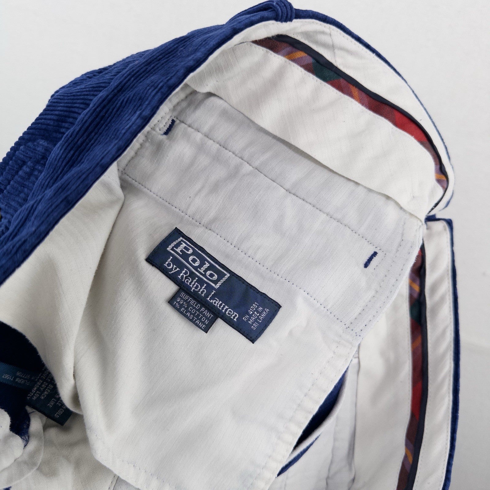 90’s Vtg Polo Ralph Lauren Suffield Corduroy Pant Mens 34x30 Blue Tab Wide Wale