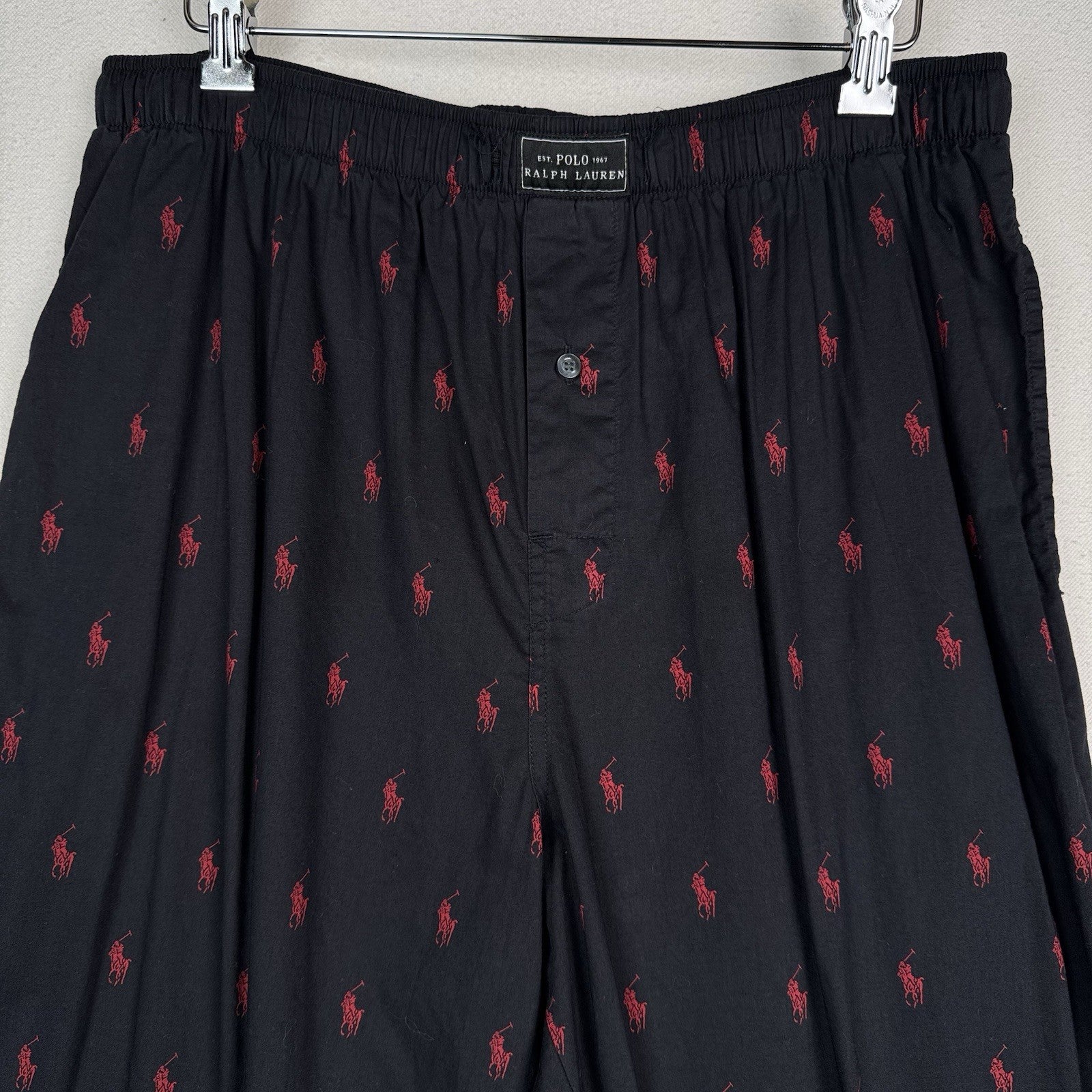 Polo Ralph Lauren Men’s Sleepwear Black Red Pony Pajama Lounge Pants Large L