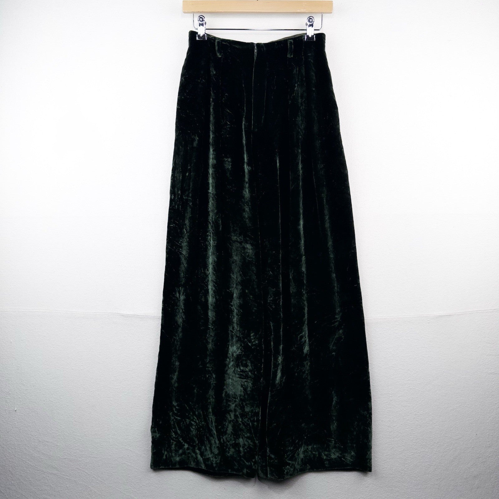 Vintage Ralph Lauren Purple Label Womens 6 Green Velvet Wide Leg Pants USA Talon