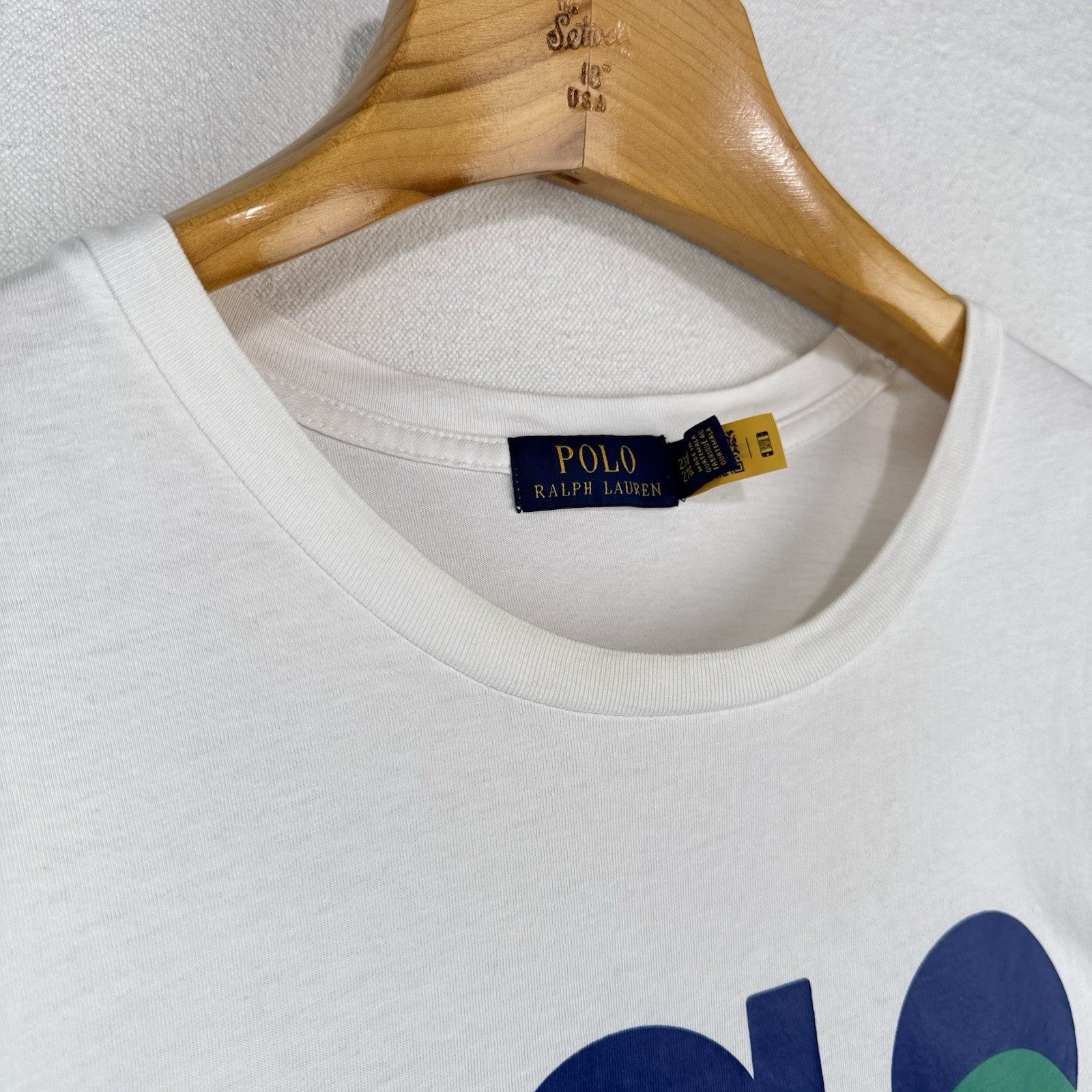 Polo Ralph Lauren Shirt Men’s 2XLT White T-shirt Stacked Multicolor Logo