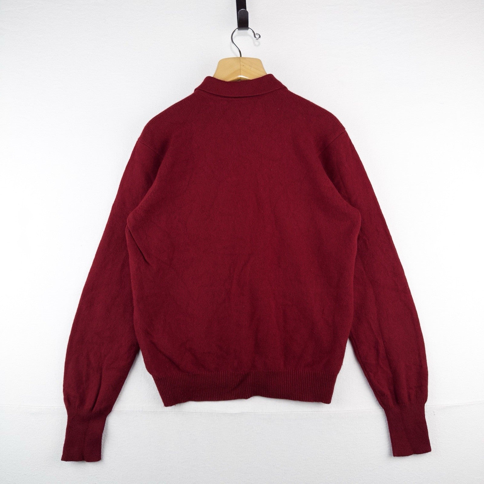 90’s Vtg Polo Ralph Lauren Lambswool Collared Sweater Wine Red Men’s L