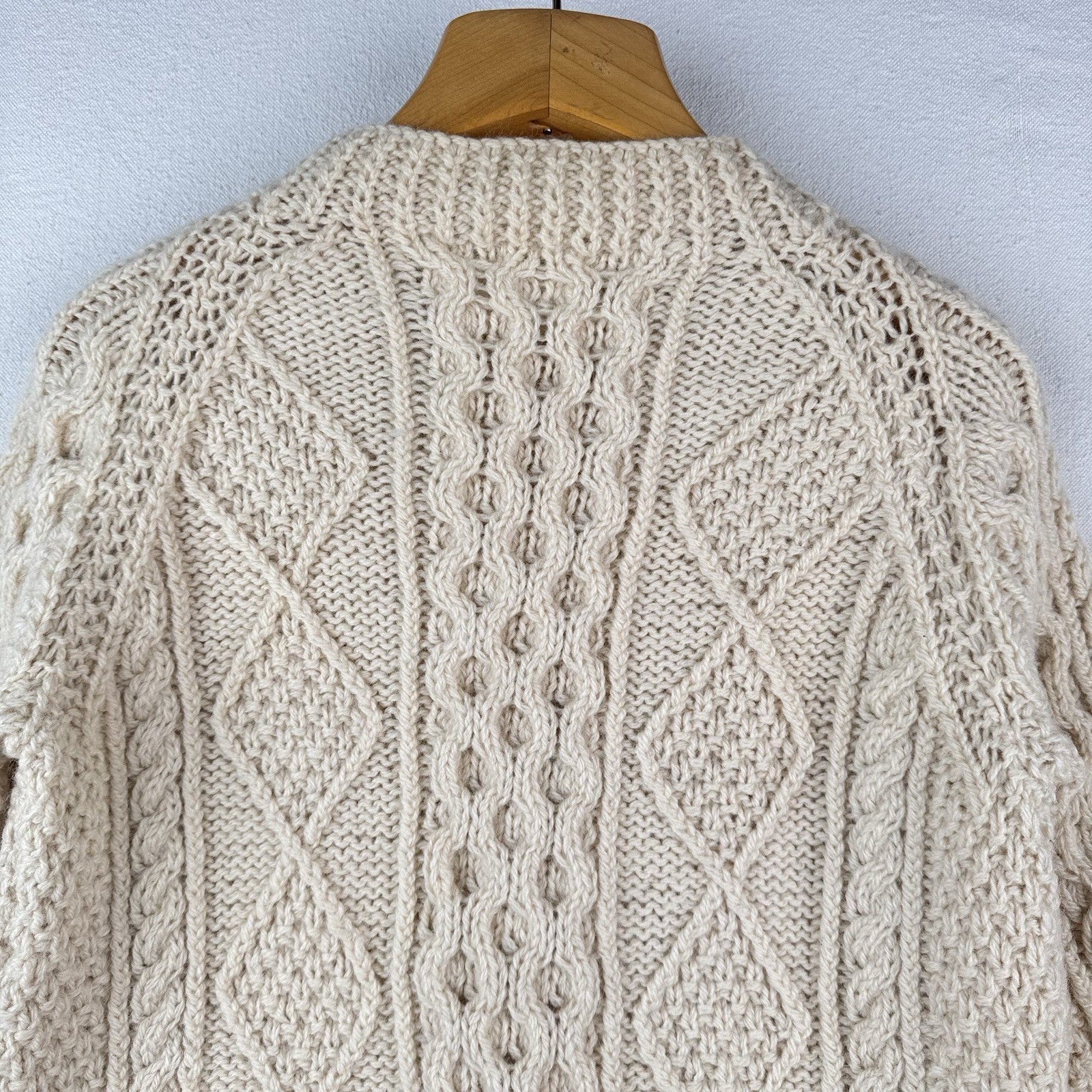 80’s Vtg Blarney Woollen Mills Aran Handknit New Wool Cardigan Sweater Ireland S