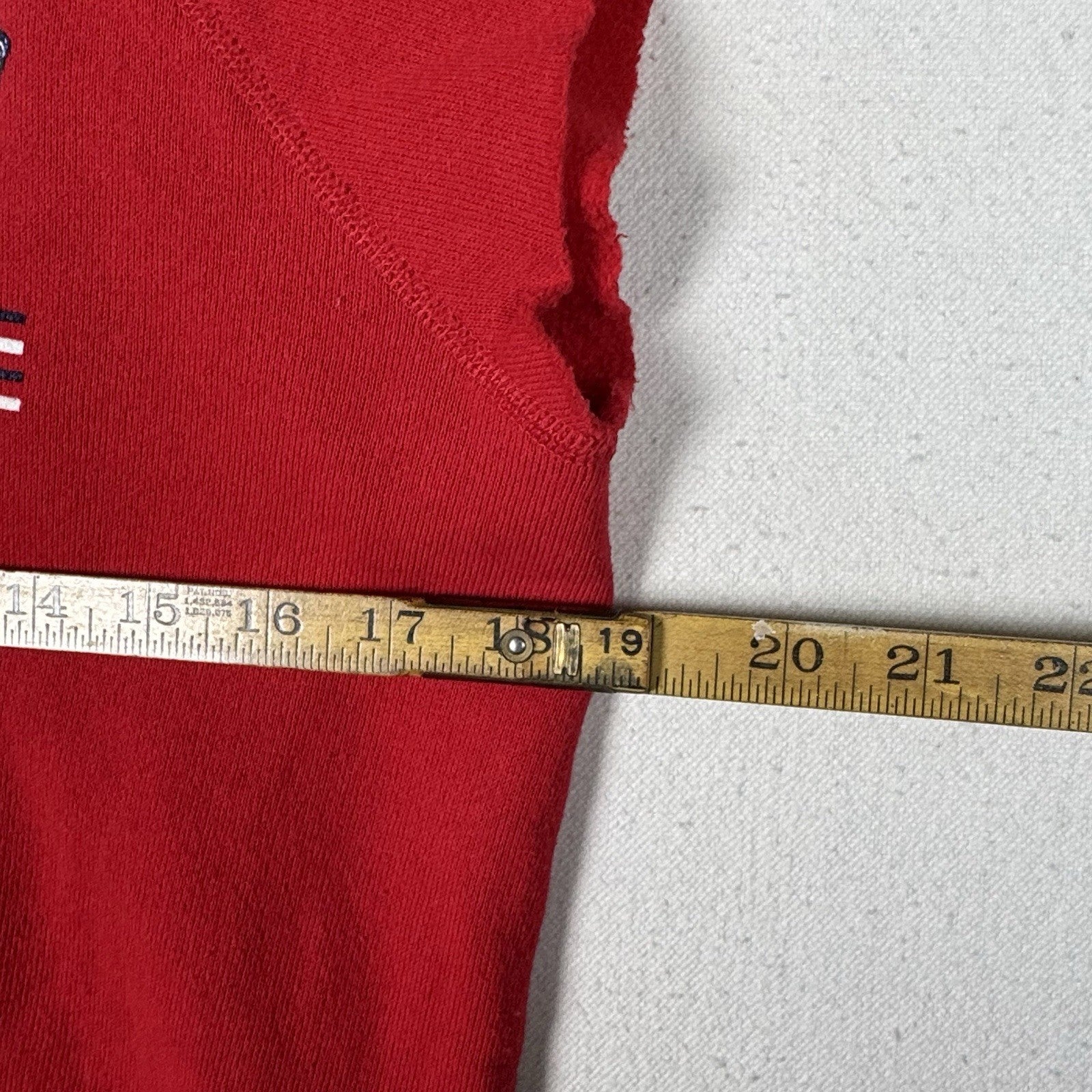 Vintage 80s Hanes Letford Red Raglan Crew Soft Cutoff Sweatshirt Sz M 50/50 USA