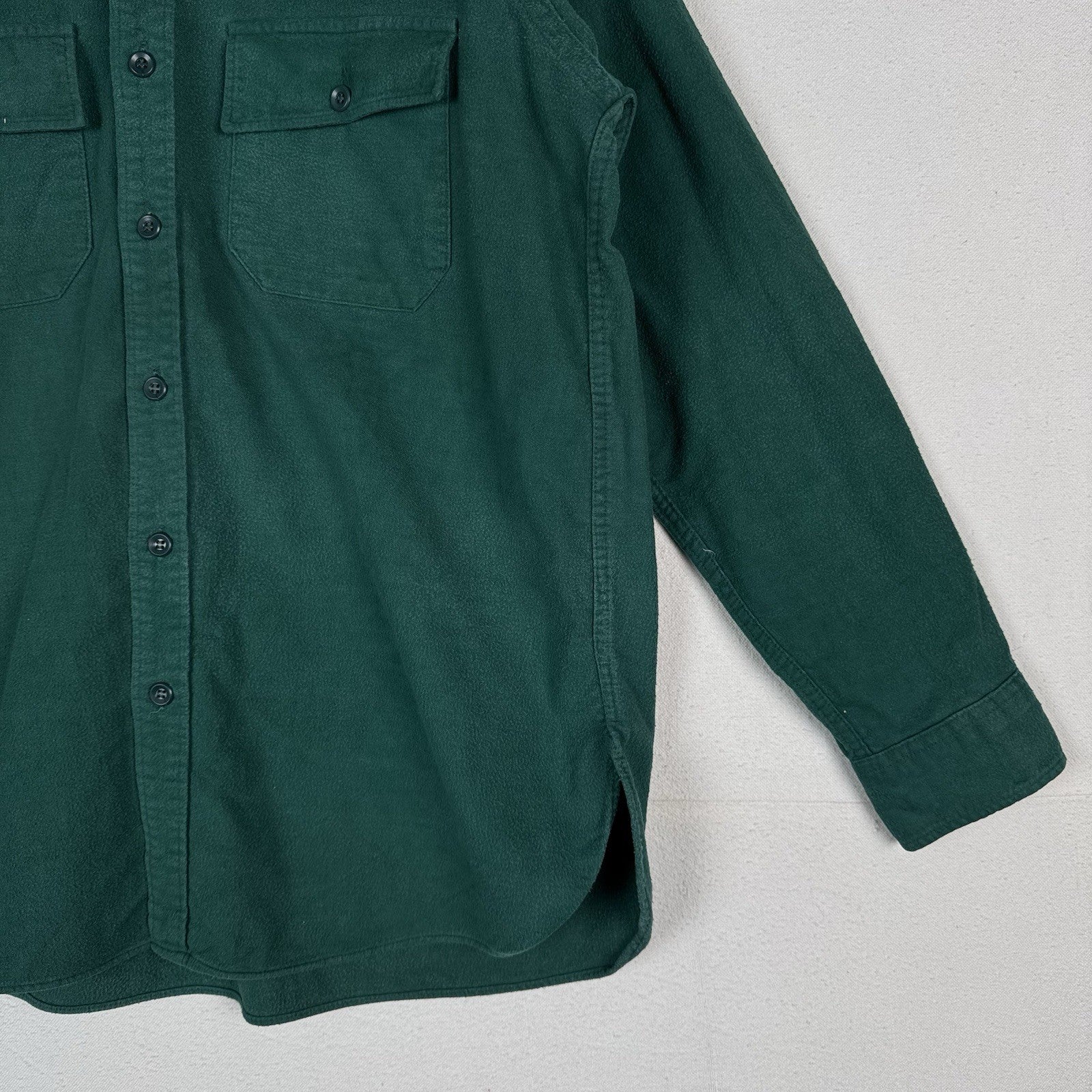 Vintage L.L. Bean Vintage Men’s Large L (16.5) Chamois Shirt Green Heavy Flannel