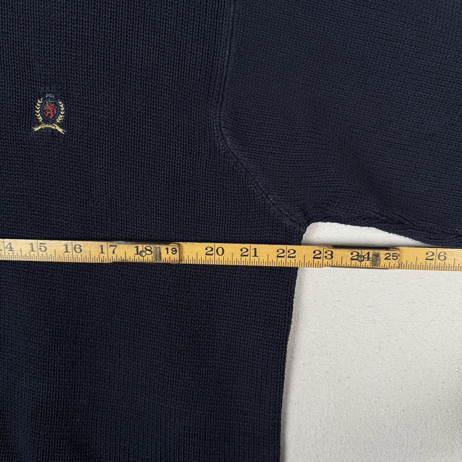 Vintage Tommy Hilfiger Men's Knit Cotton Navy Blue Crewneck Sweater Large