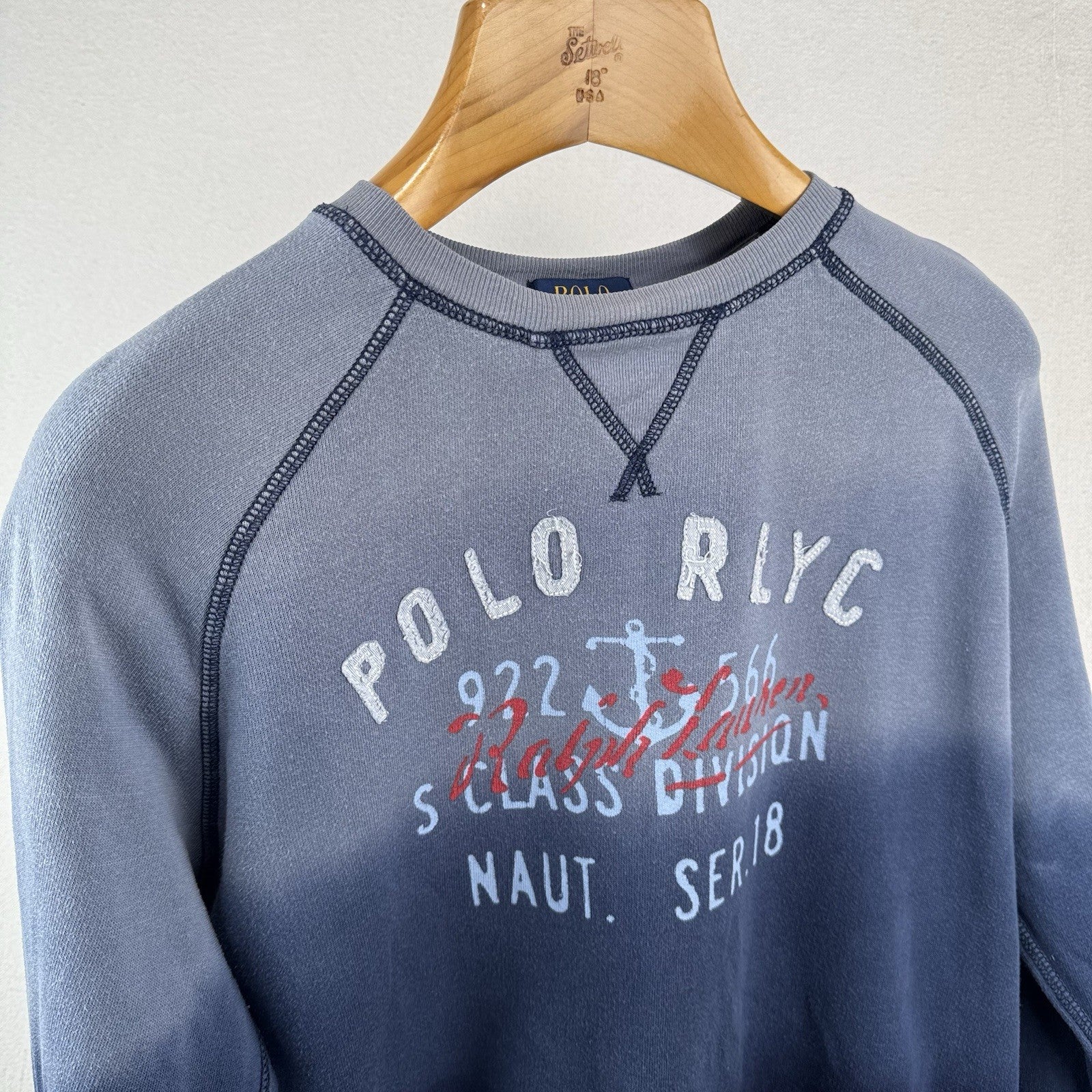 Polo Ralph Lauren RLYC Boys XL 18-20 Navy Ombré Sweatshirt Sailing Yacht Club