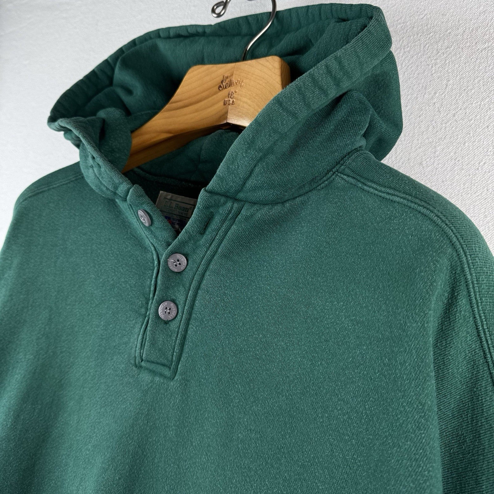 80’s Vtg L.L. Bean Russell Athletic Mens 2XLT Tall Green Split Pocket Hoodie USA