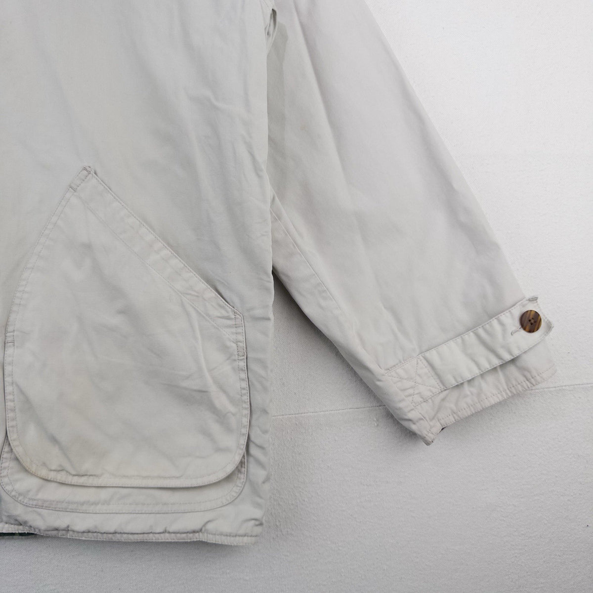 90’s Vtg J. Crew Oarsman Barn Jacket Chore Field Coat Corduroy Collar Beige M