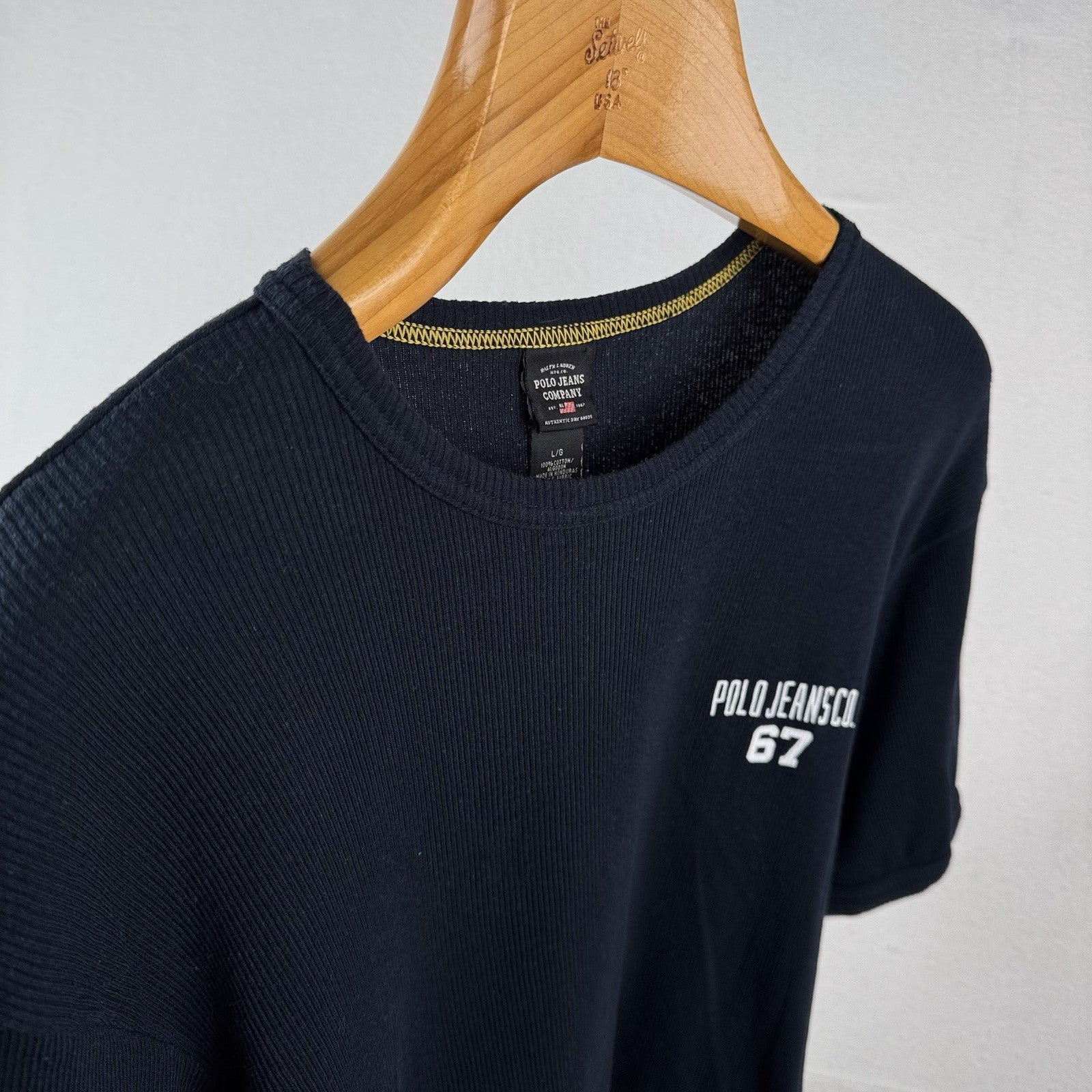 Ralph Lauren Polo Jeans Co Navy Men’s Large 67 Blue Ribbed Short Sleeve Shirt