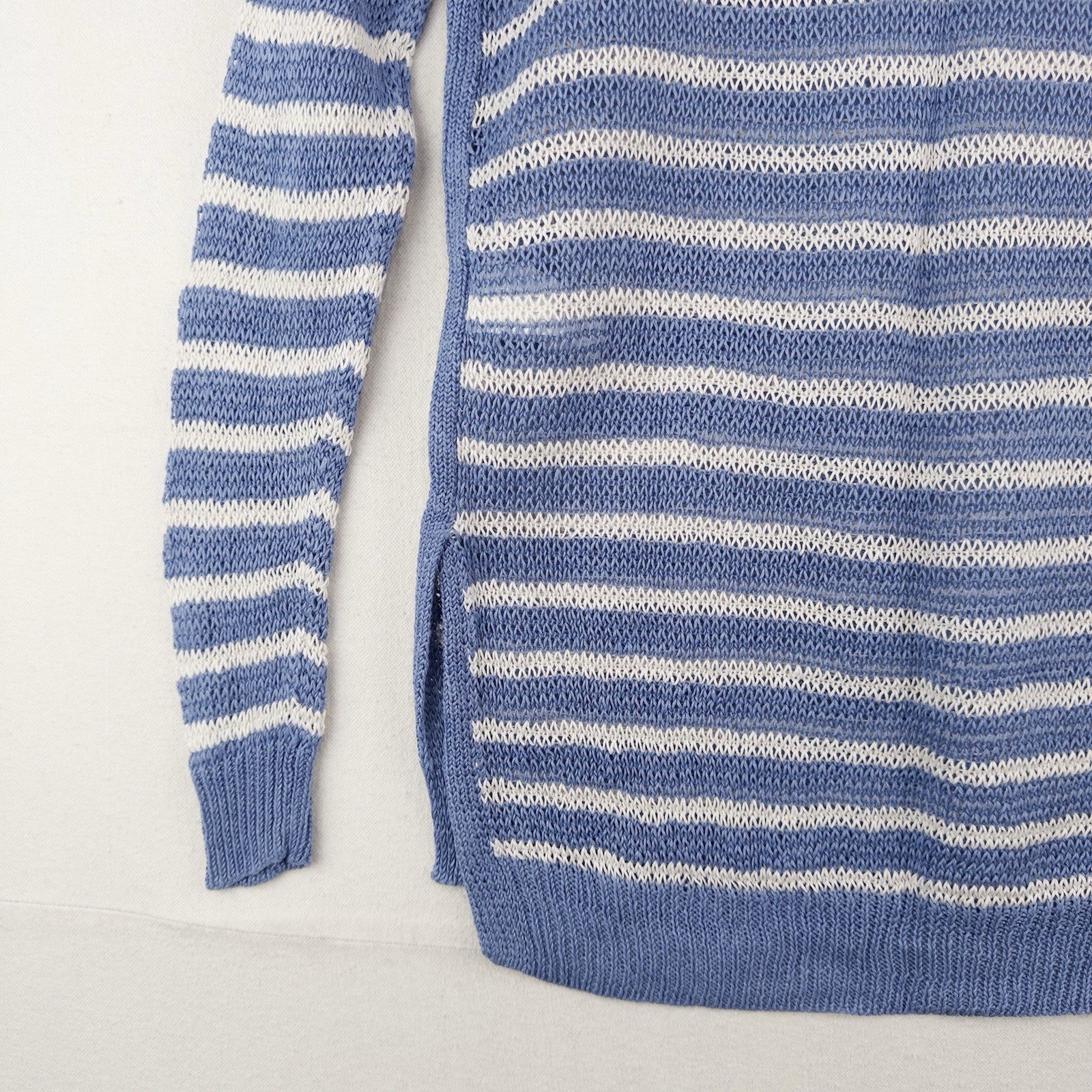 Polo Ralph Lauren Womens XS Boat Neck Blue Striped 100% Linen Knit Sweater Beach