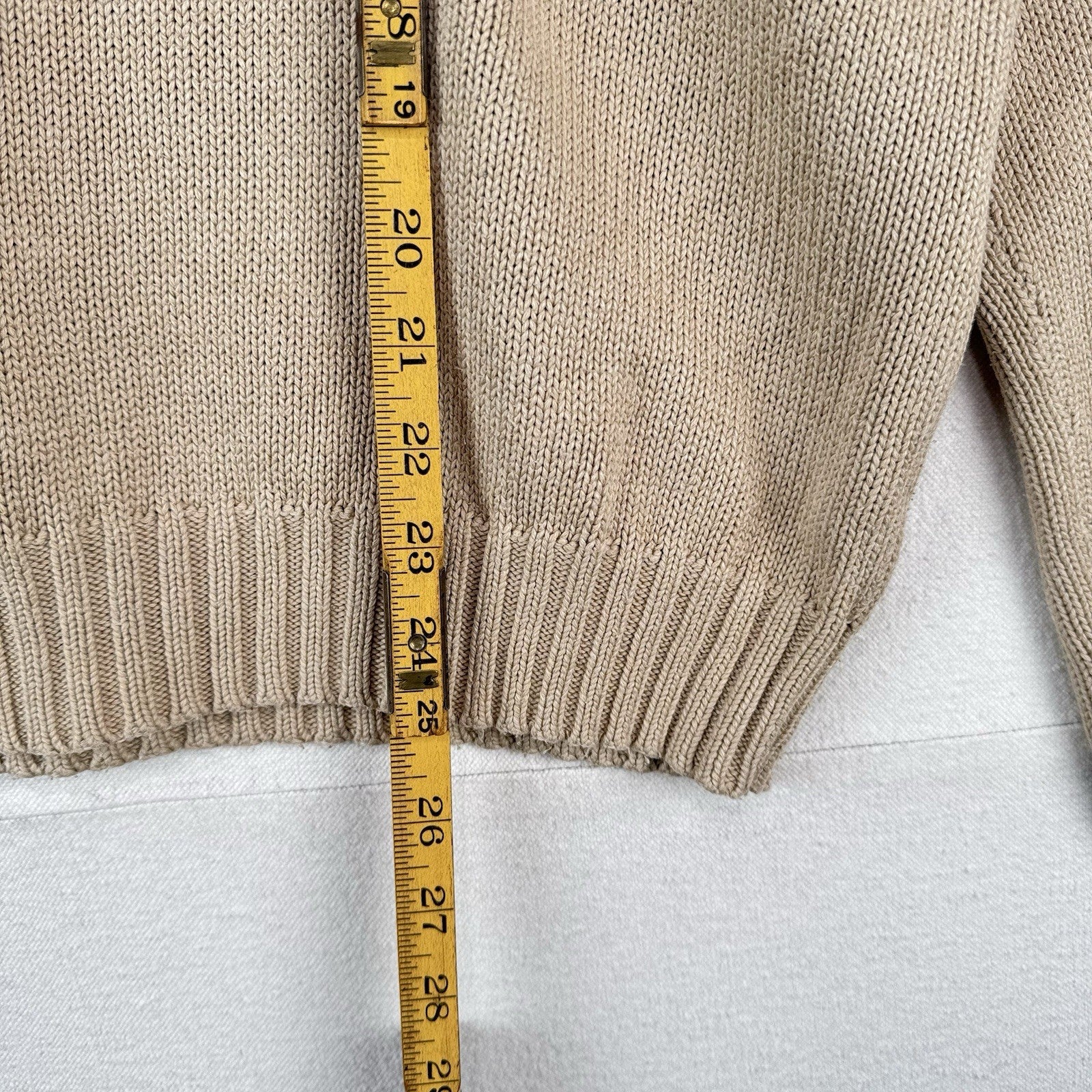 90’s Vintage Polo Ralph Lauren Men’s L Tan Camel Brown Knit Sweater 100% Cotton