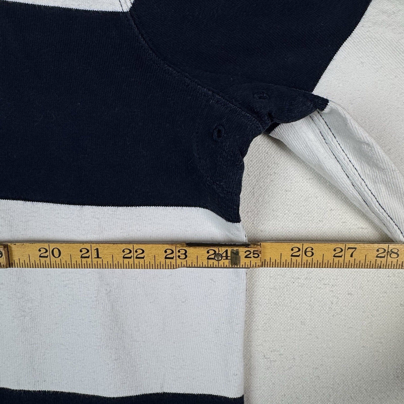 Vintage Polo Ralph Lauren Blue White Striped Rugby Shirt Mens XL