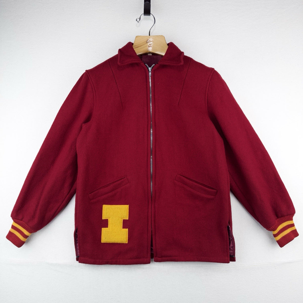 50’s Vtg Butwin Iowa State Varsity Letterman Jacket Womens 12 Burgundy Wool