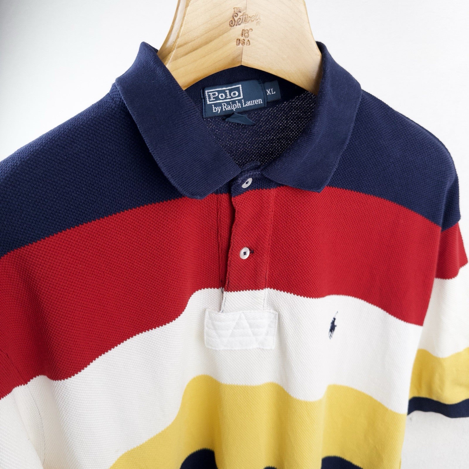 Polo Ralph Lauren Multi-Color Striped Polo Shirt w/ Grommets Men Size XL 