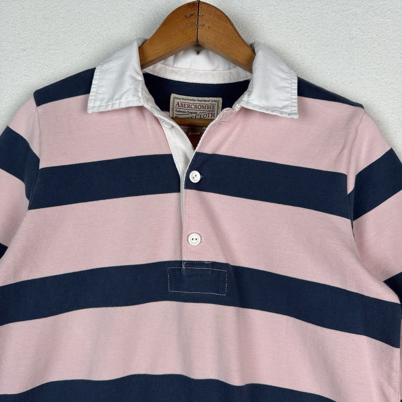 Abercrombie & Fitch Rugby Dress Woman’s Medium Blue Pink Stripe 3/4 Sleeve