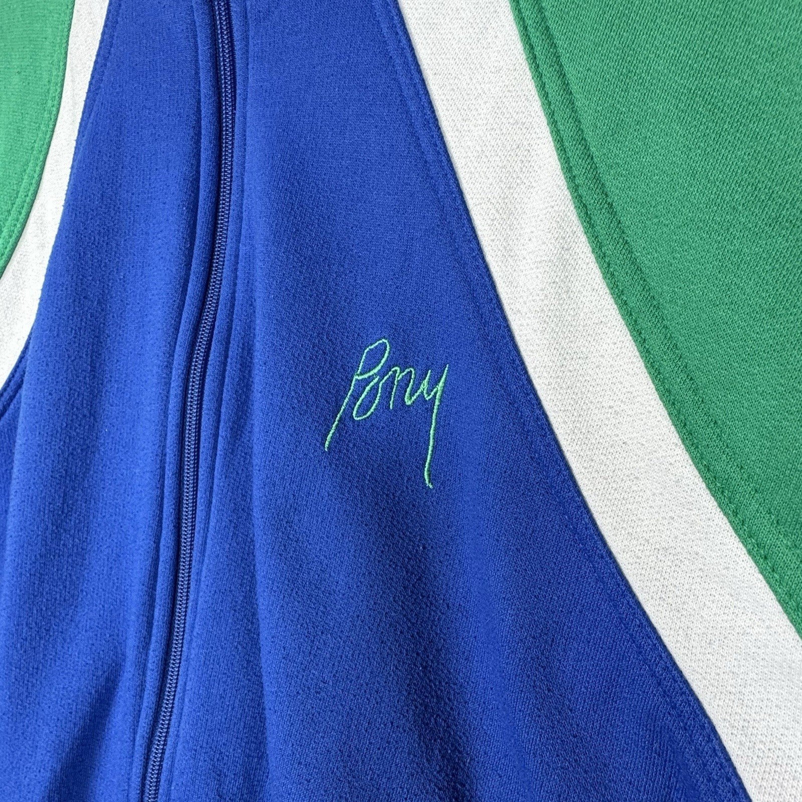 VTG Pony Track Jacket Men Small Retro Stripe Colorblock  Sweatshirt Full Zip Y2K