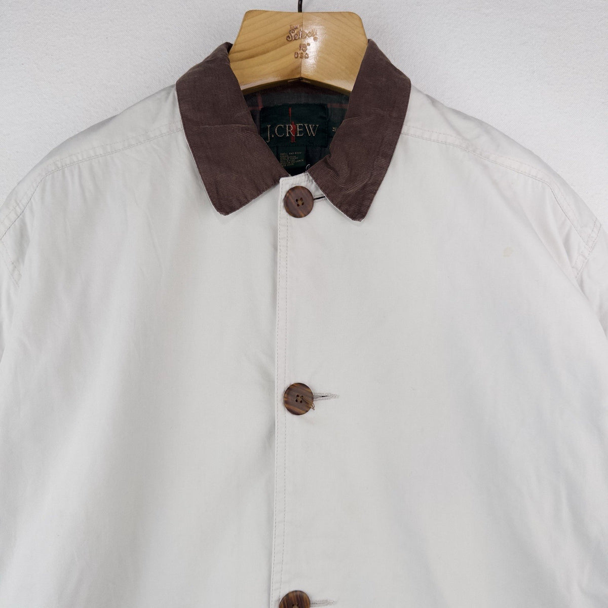 90’s Vtg J. Crew Oarsman Barn Jacket Chore Field Coat Corduroy Collar Beige M