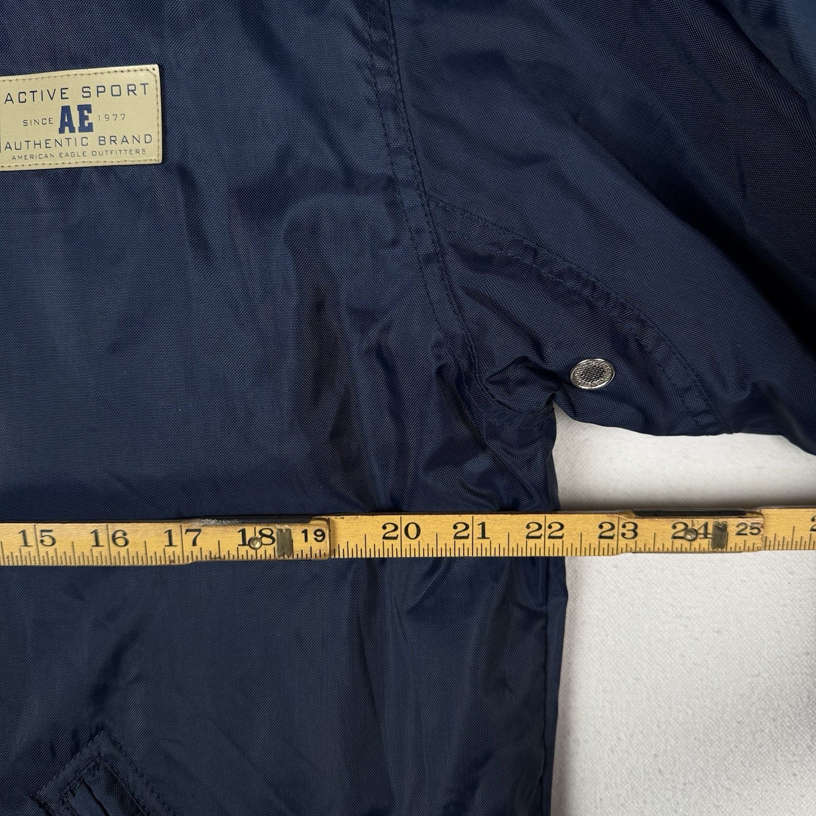 Vintage American Eagle Parka Size S Full Zip Heavyweight Sherpa Nylon Blue 90s
