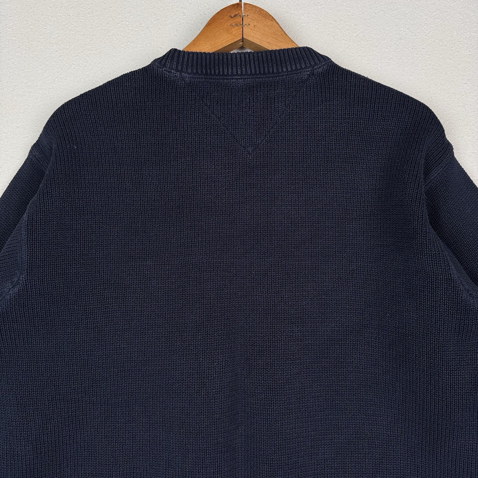 Vintage Tommy Hilfiger Men's Knit Cotton Navy Blue Crewneck Sweater Large