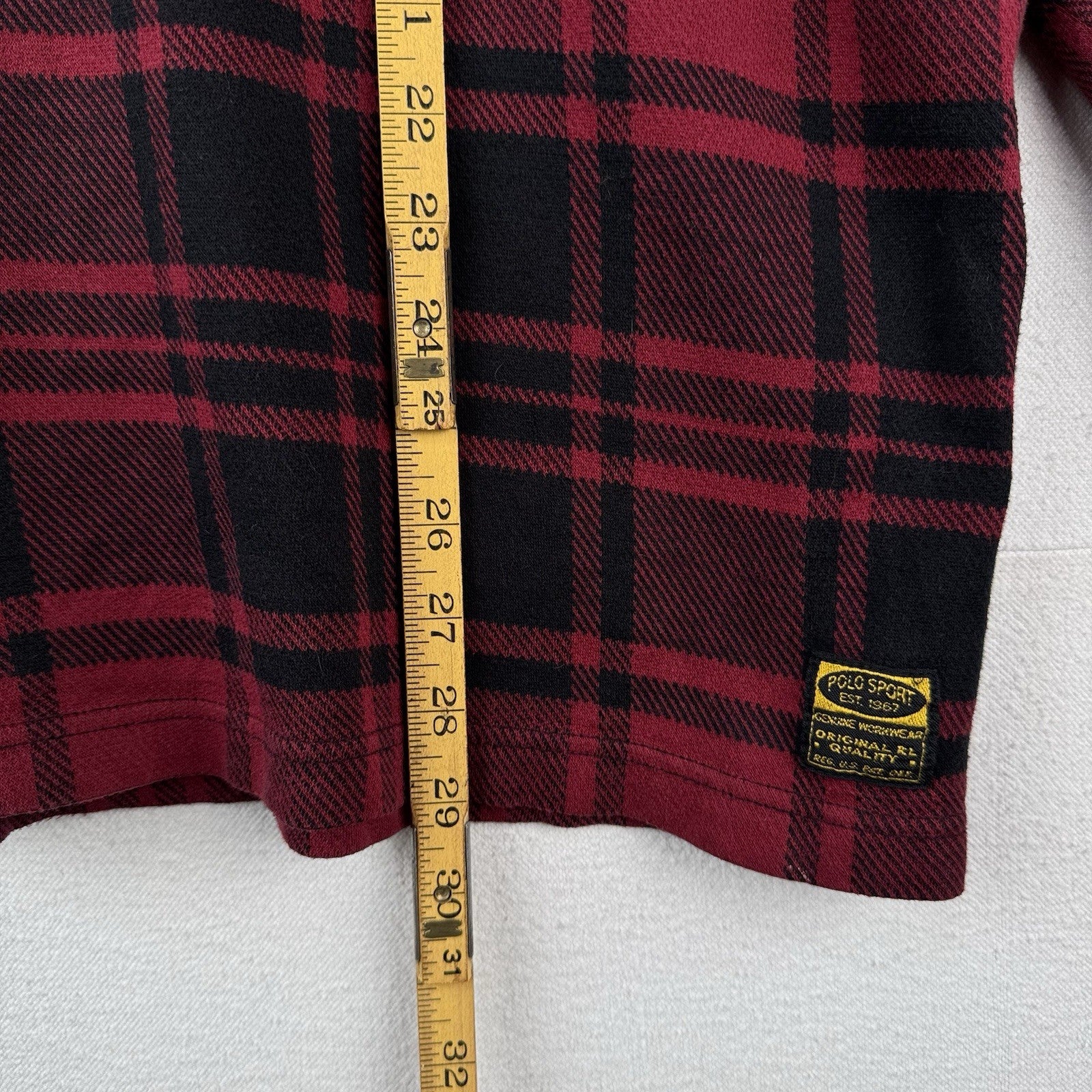 90’s Vtg Polo Sport Ralph Lauren Men’s L Buffalo Plaid Flannel Shirt *Read