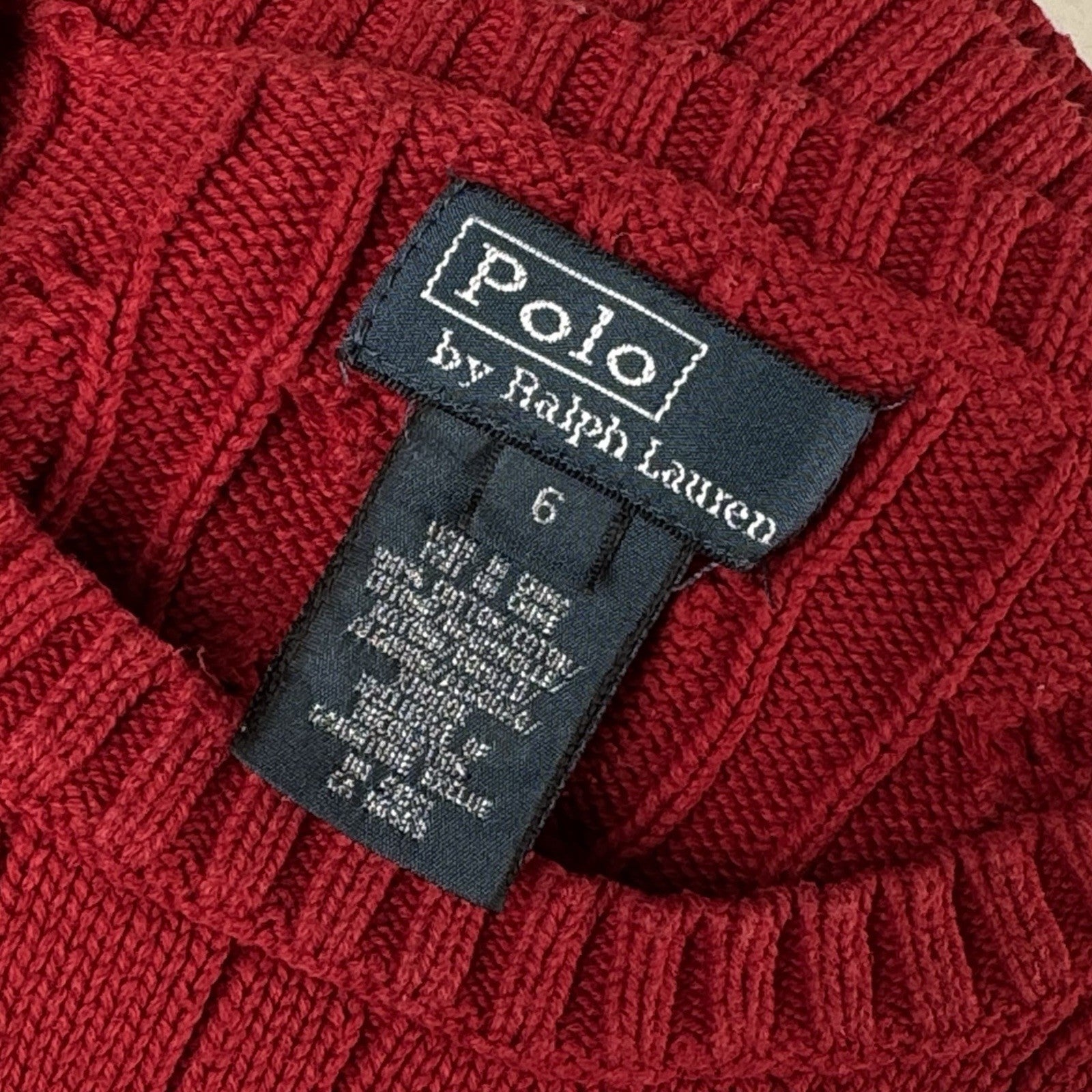 Ralph Lauren Polo Sweater Kids Boys 6 Red Pullover Pony Logo Preppy Cable Knit