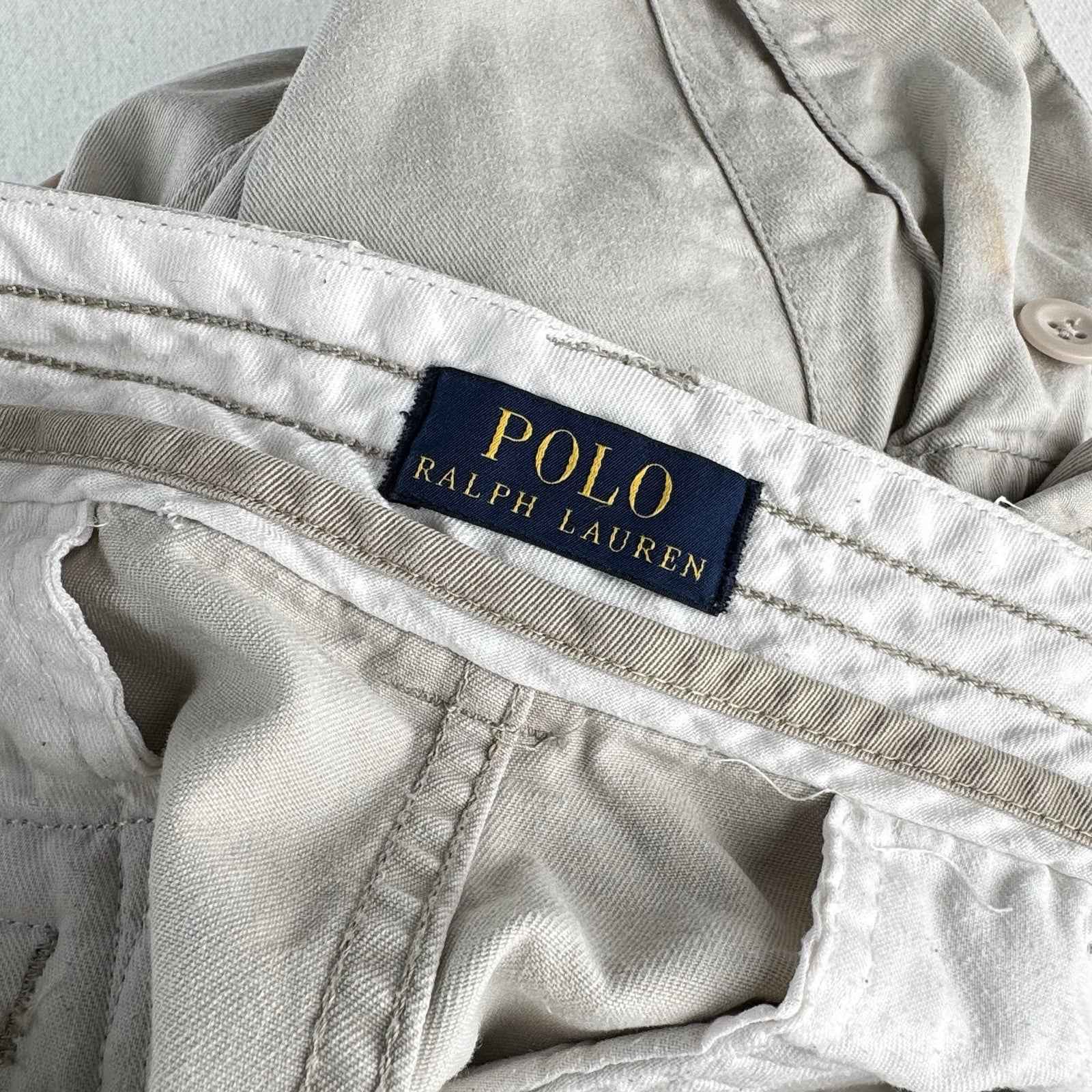 Polo Ralph Lauren Chino Classic Cargo Shorts Vintage Tan Khaki Men’s 34x9