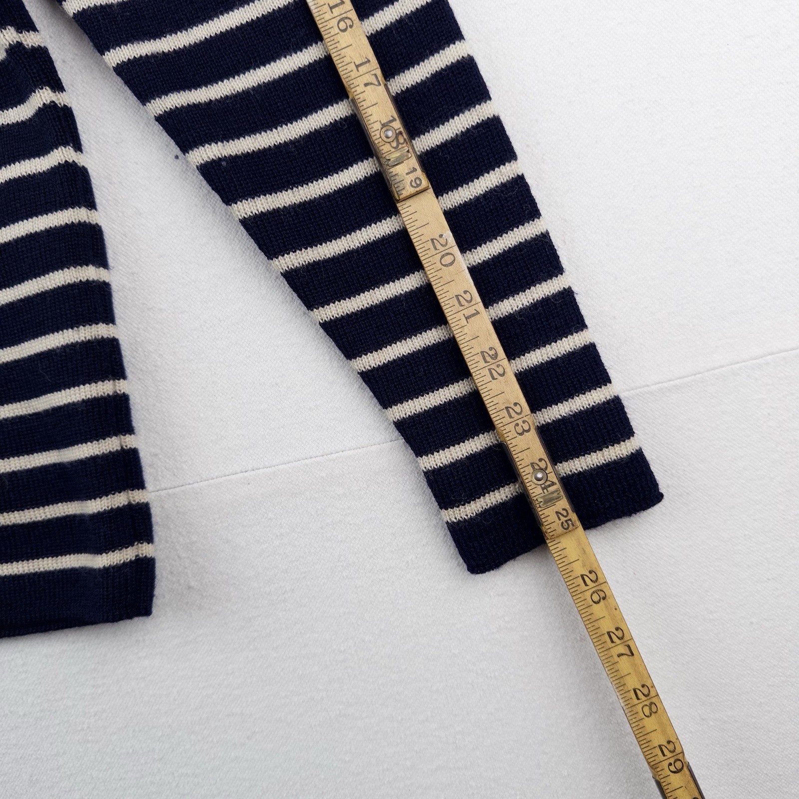 70’s Saint James Wool Sweater Bretone Stripe Button Shoulder Made France Blue M