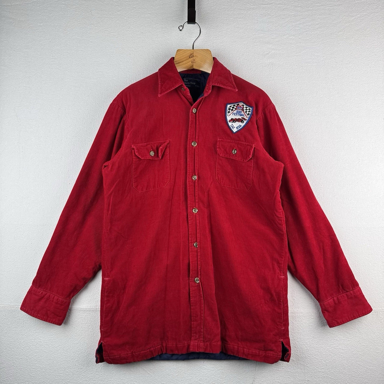 70’s Vtg JCPenney The Men’s Shop Men’s M Red Corduroy Quilt Jacket ‘73 BSA Patch