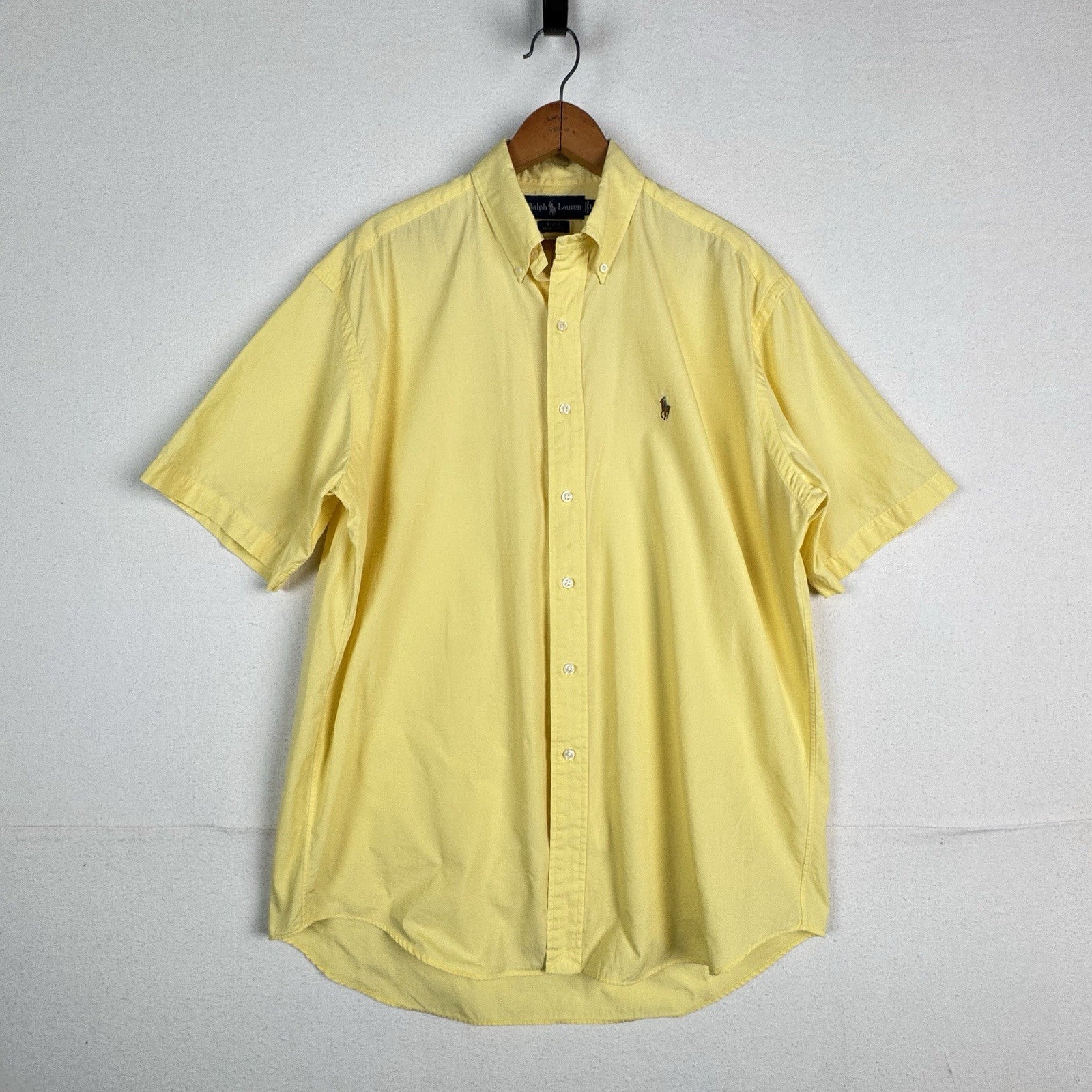 Vintage Polo Ralph Lauren Men’s Blake Short Sleeve Button Up Yellow Shirt Sz L