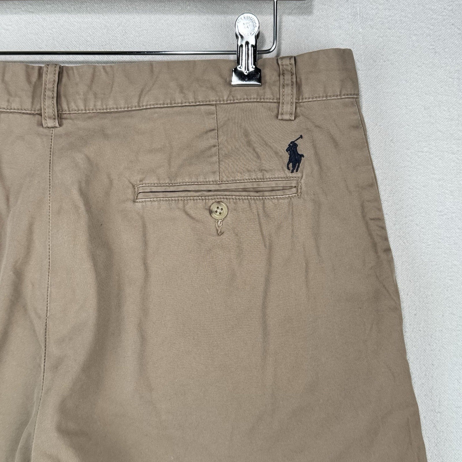 90's Vtg Polo Ralph Lauren Chino Shorts Men's 33x10 Tan Khaki Flat Front *Read