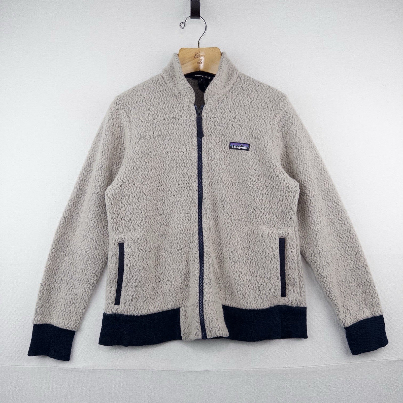 Patagonia Woolyester Women’s M Fleece Jacket Oatmeal Wool Blend Full Zip