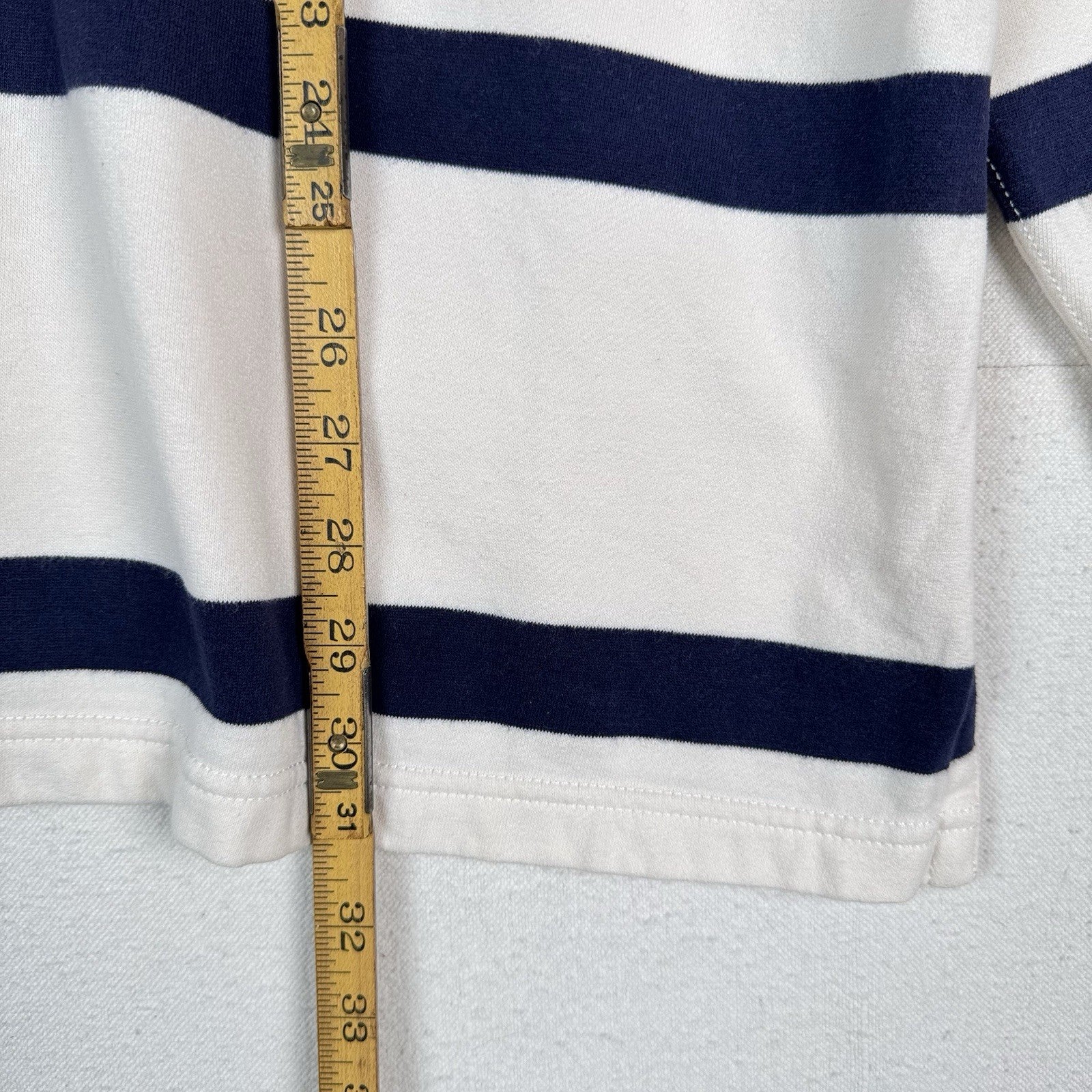 Vtg Polo Ralph Lauren Rugby Polo Shirt Men's XXL Custom Fit White Blue Striped