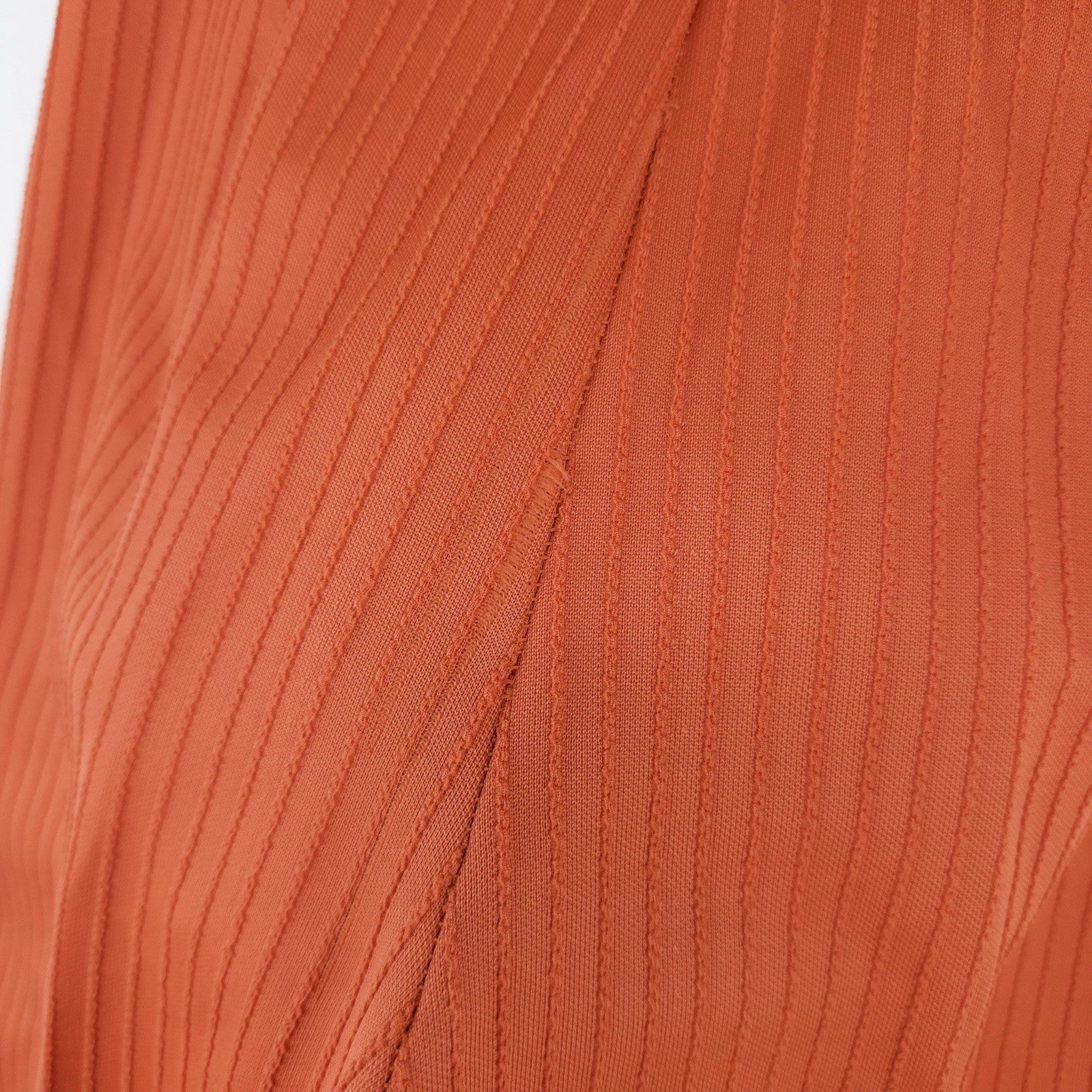 70’s Vtg High Waisted Belted Wide Leg Pant Pinstripe Texture Small 27x27 Orange