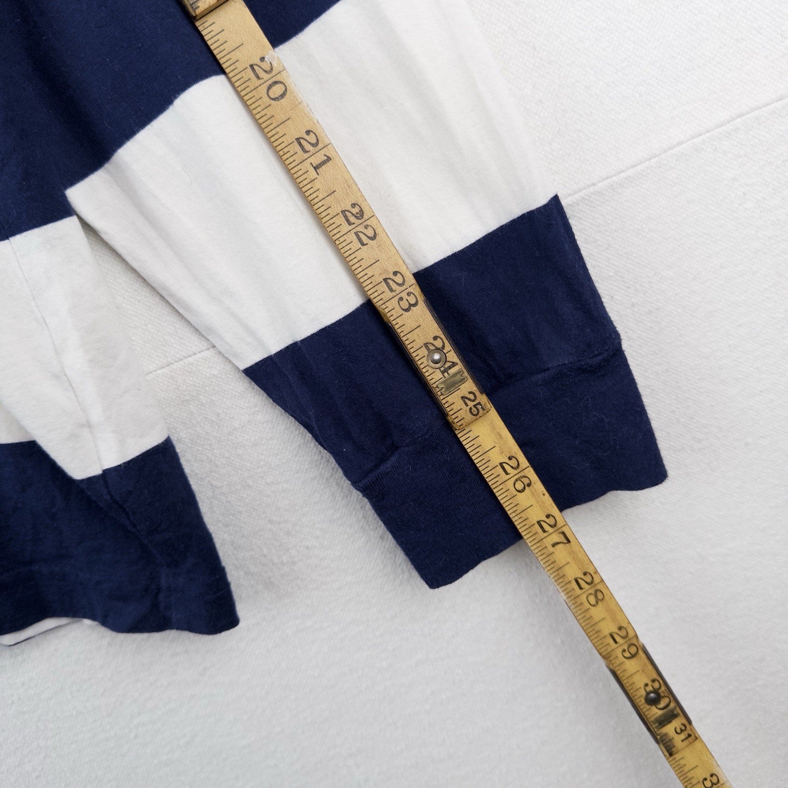 90’s Vtg Polo Ralph Lauren V-neck Sailor Stripe Shirt Men’s L Pima Cotton Blue