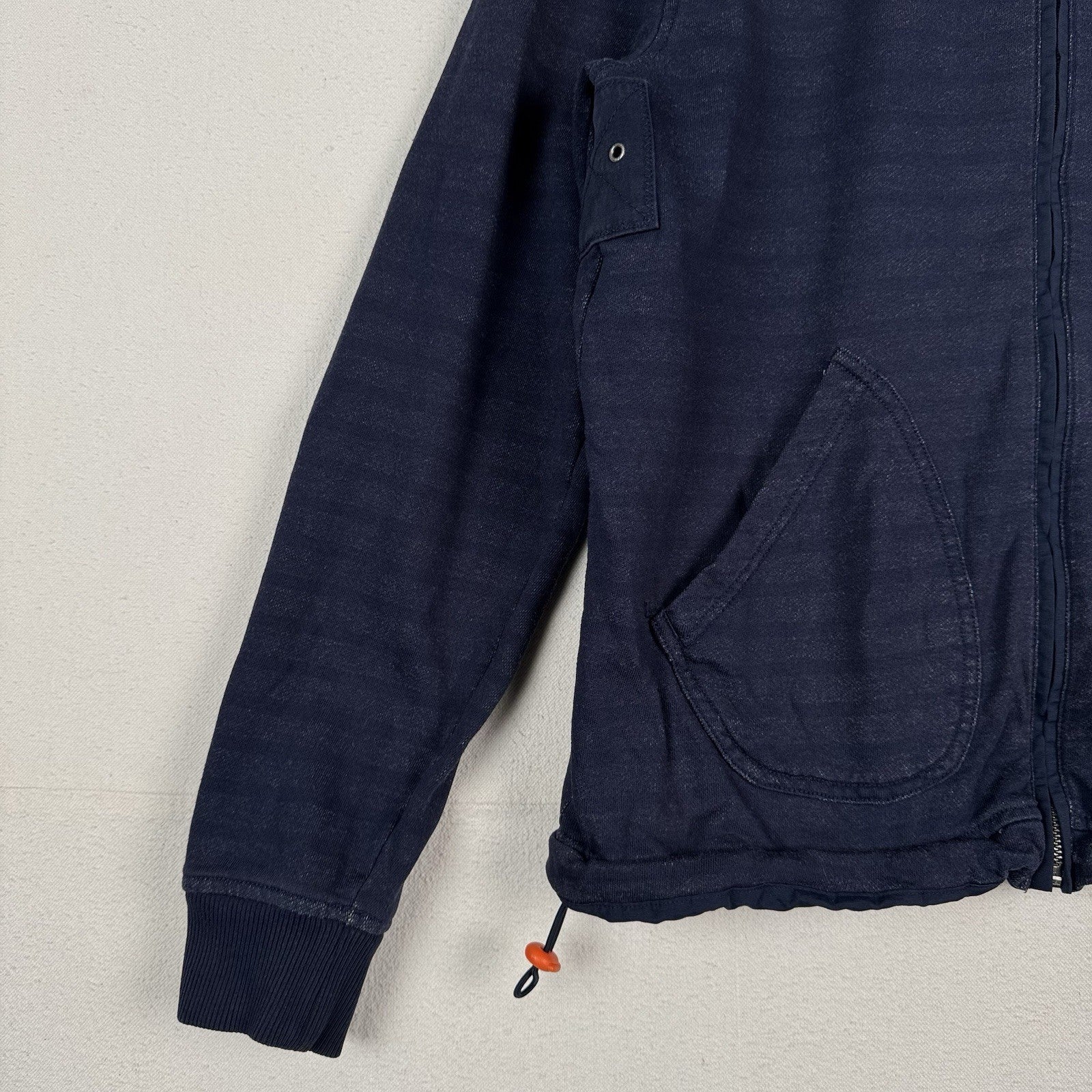 Tommy Hilfiger Navy Orange Women's Large Cotton Jacket Stowaway Hood