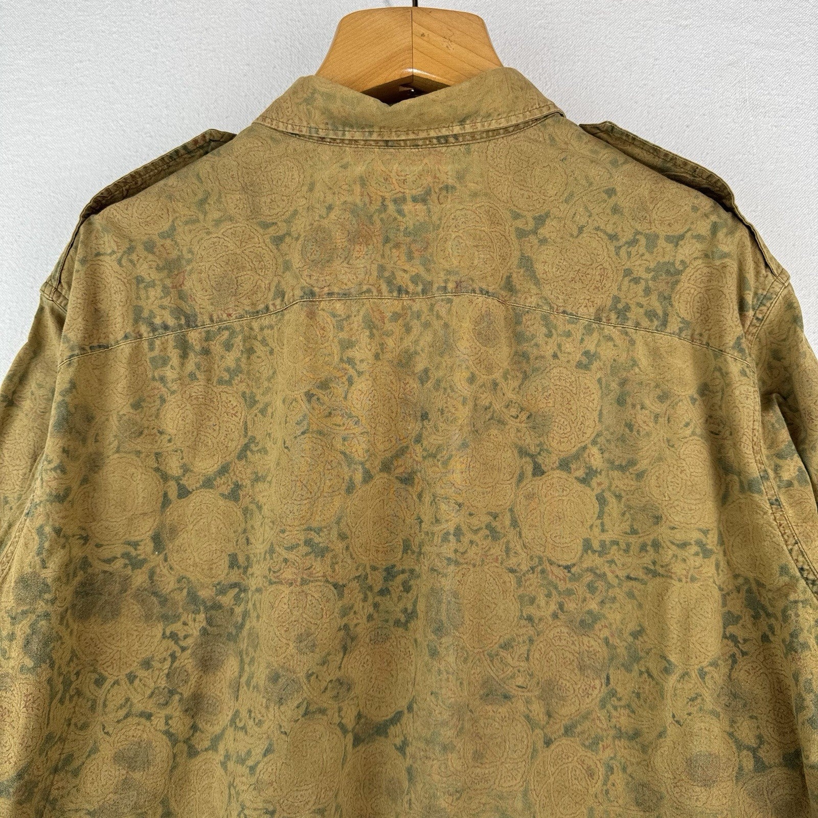 90’s Vtg Polo Ralph Lauren Safari Paisley Ink Wash Floral Button Shirt Mens 2XL