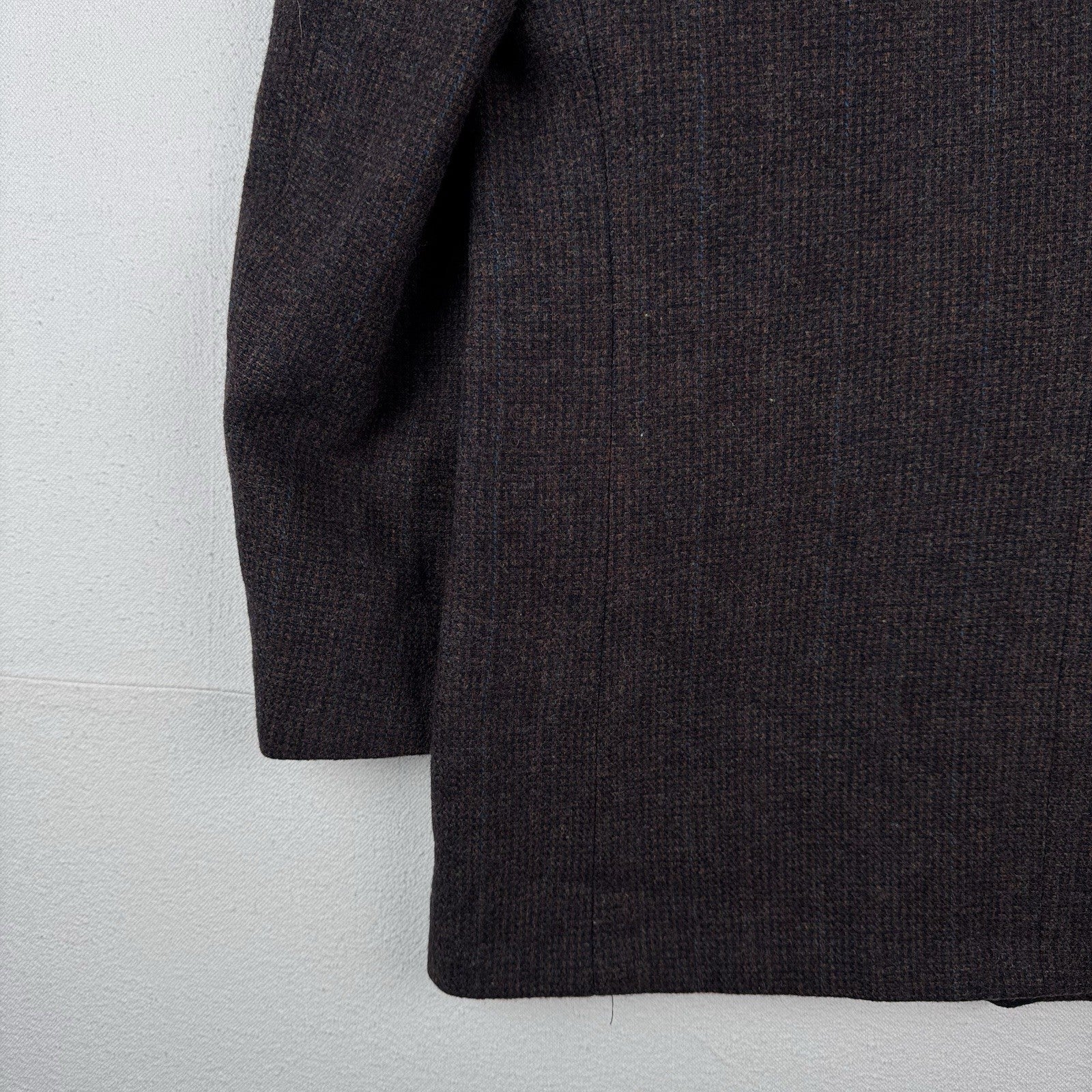 Vintage Kuppenheimer 42R Relaxed Brown Blue Tweed Double Breasted Wool USA