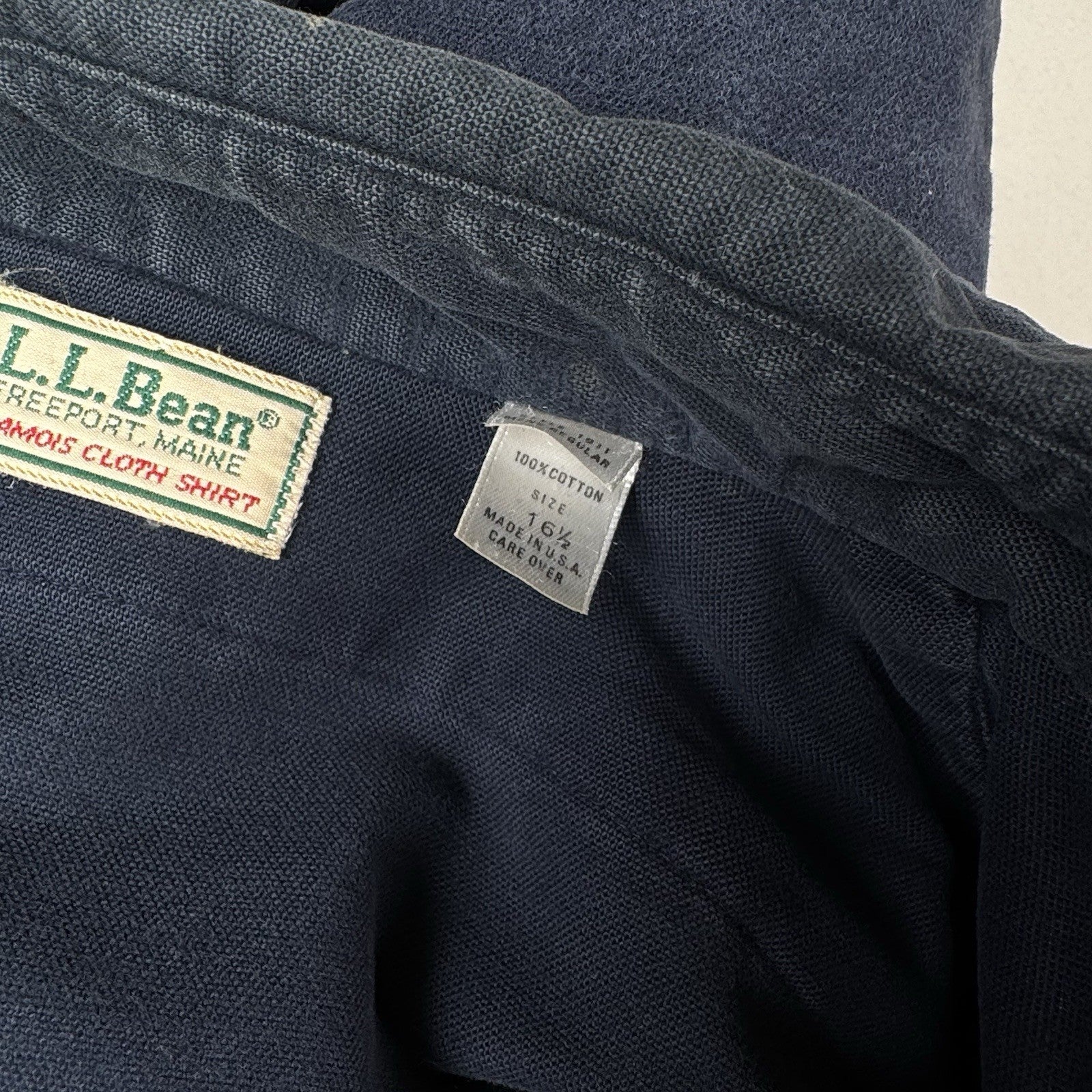 Vintage 90s LL Bean Mens XL 16.5 Blue Chamois Flannel Thick Guide Shirt Made USA