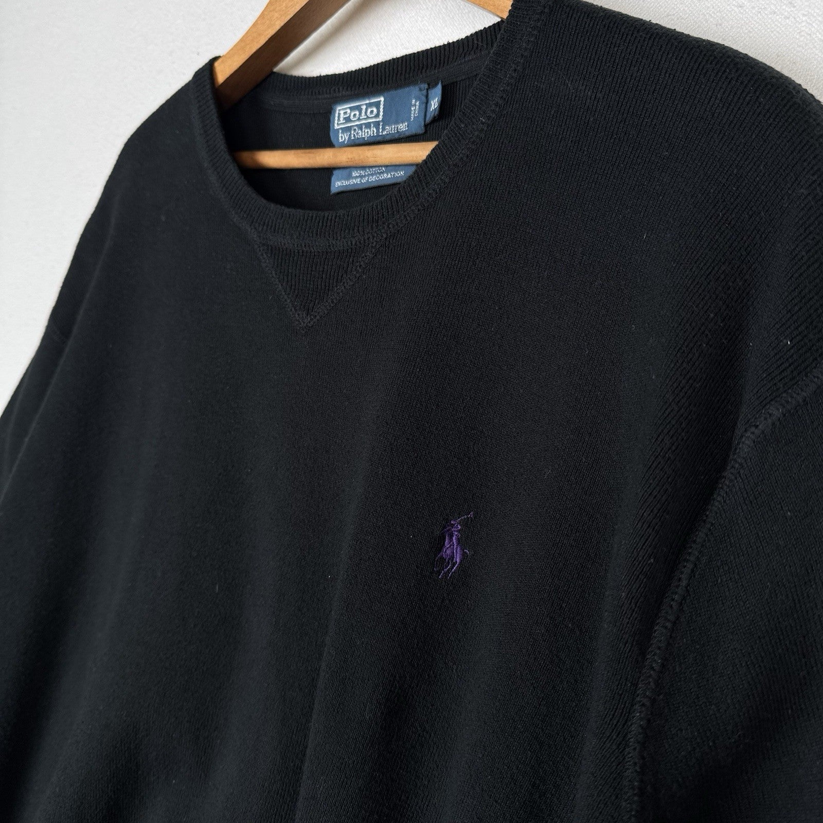 Vintage Polo By Ralph Lauren Men’s Crewneck Sweater Pullover XL XLarge Black