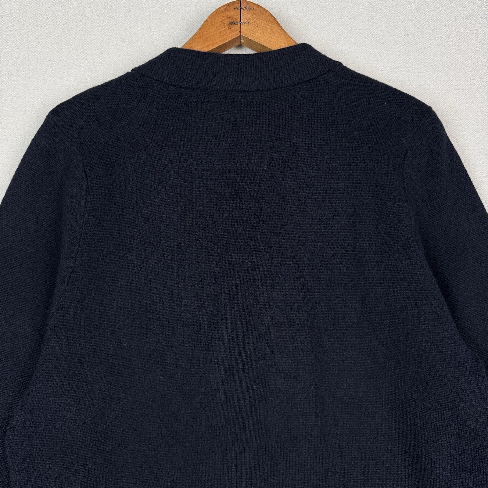 Abercrombie Fitch Men’s XL Wool Knit Navy Blue Cardigan Sweater Moose Logo