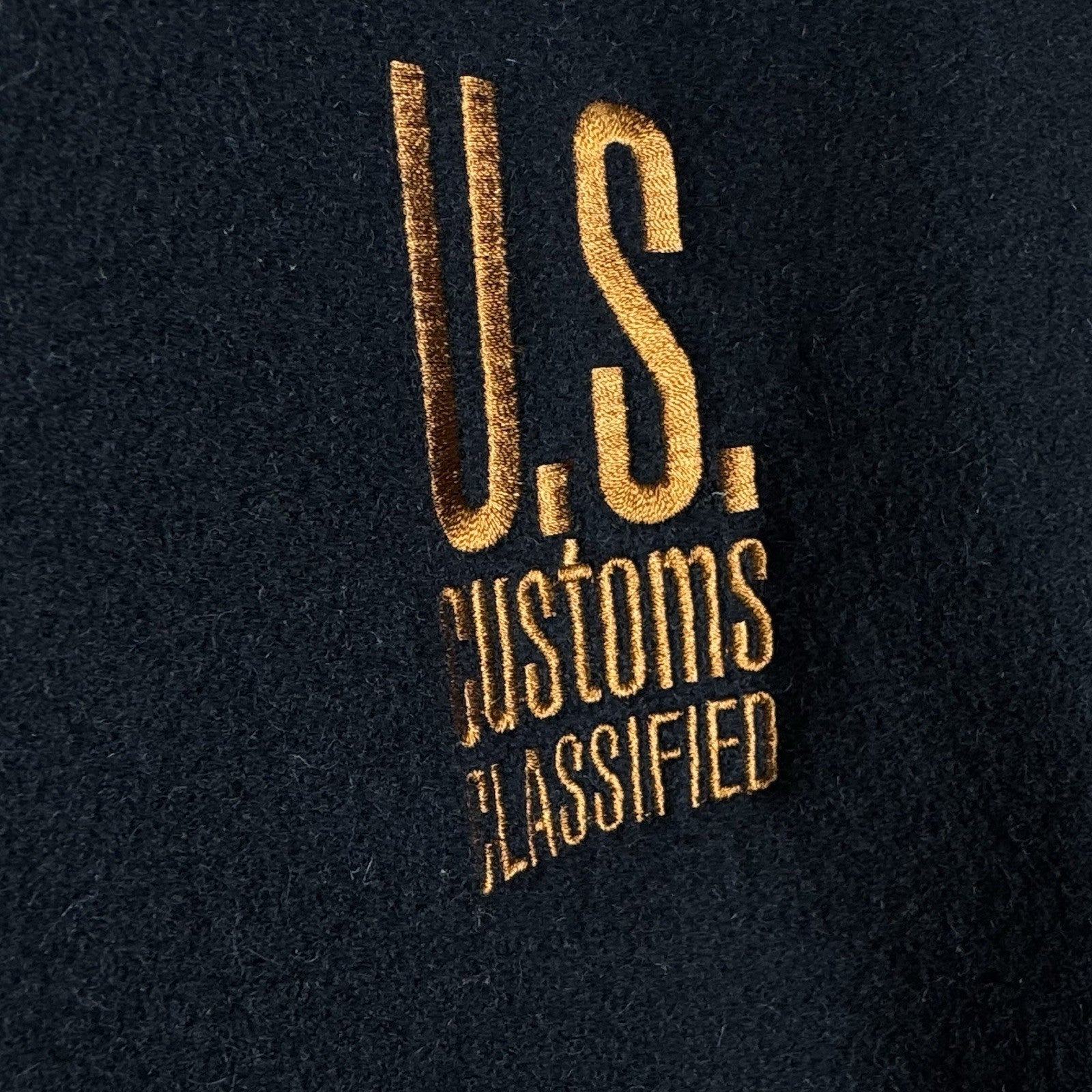 US Customs X Golden Bear Varsity Navy Wool Leather Jacket Mens Large Made USA