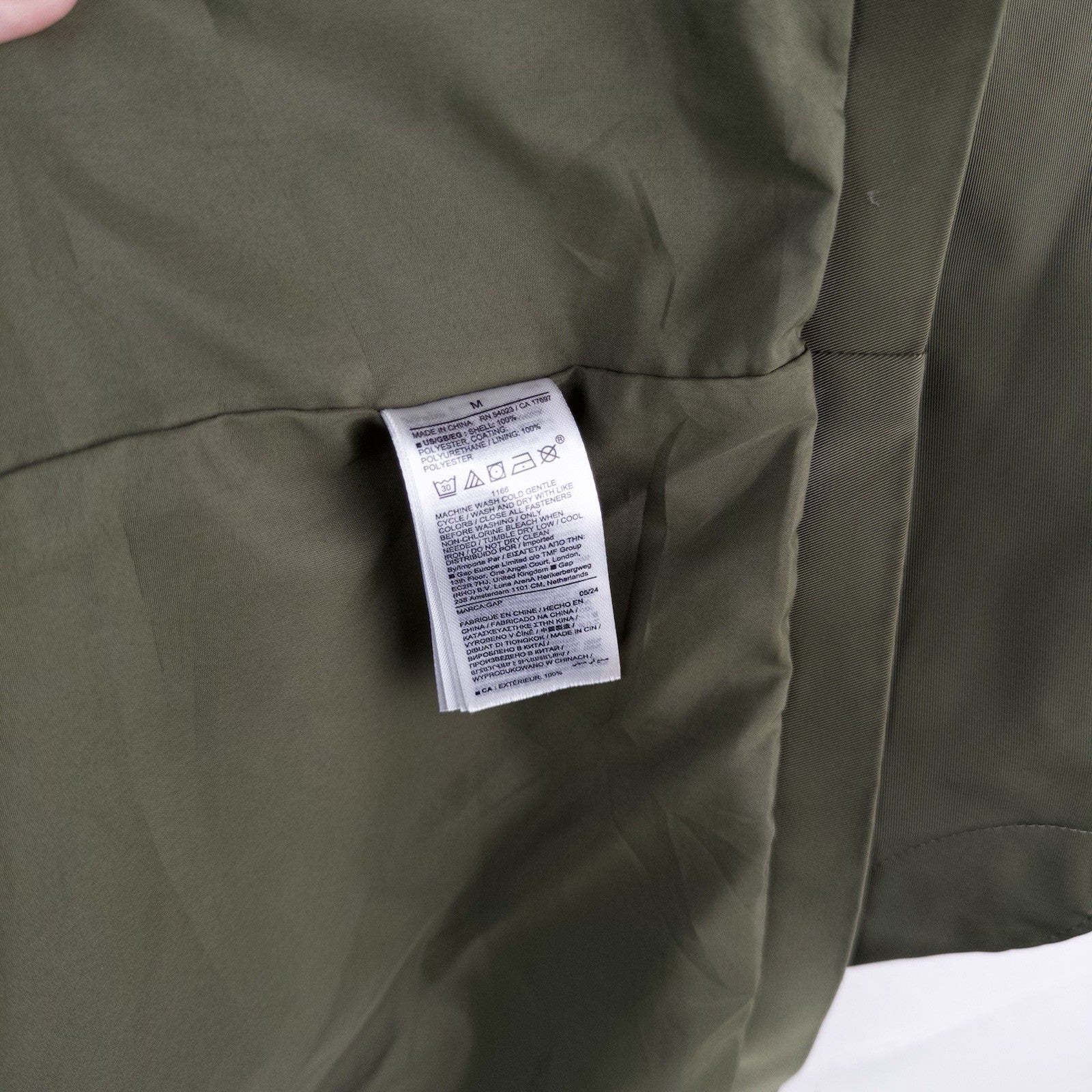 Gap Mac Rain Coat Olive Green Men’s M Relaxed Fit Water Resistant Wind Proof