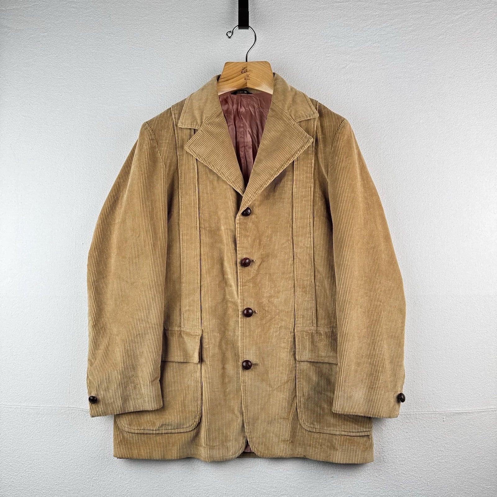 60s/70s Vtg L.L. Bean Camel Corduroy Norfolk Field Jacket Men’s 40 (Fit 38”) USA