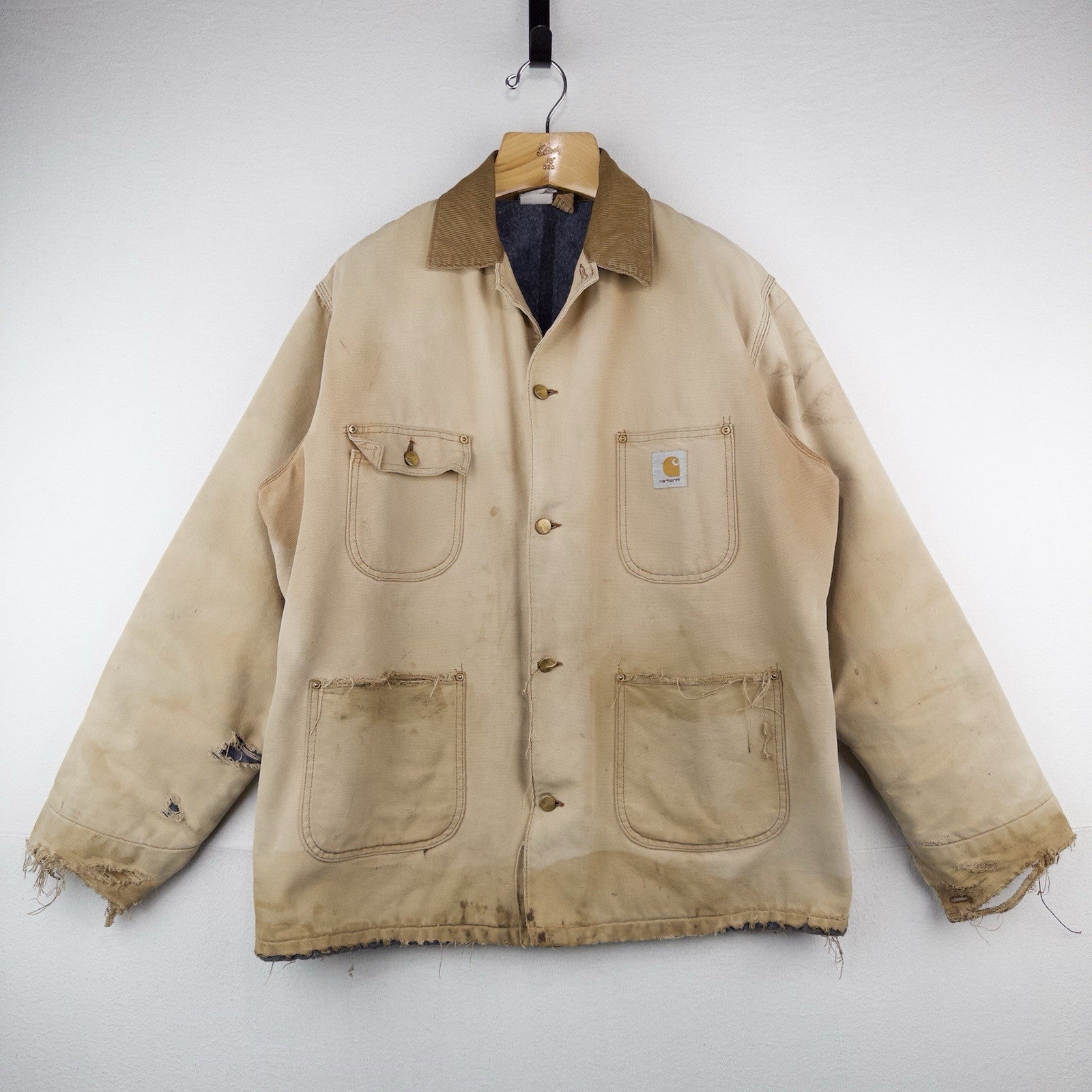 80’s Vtg Carhartt XL (48) Duck Chore Blanket Lined Coat Jacket USA *Distressed