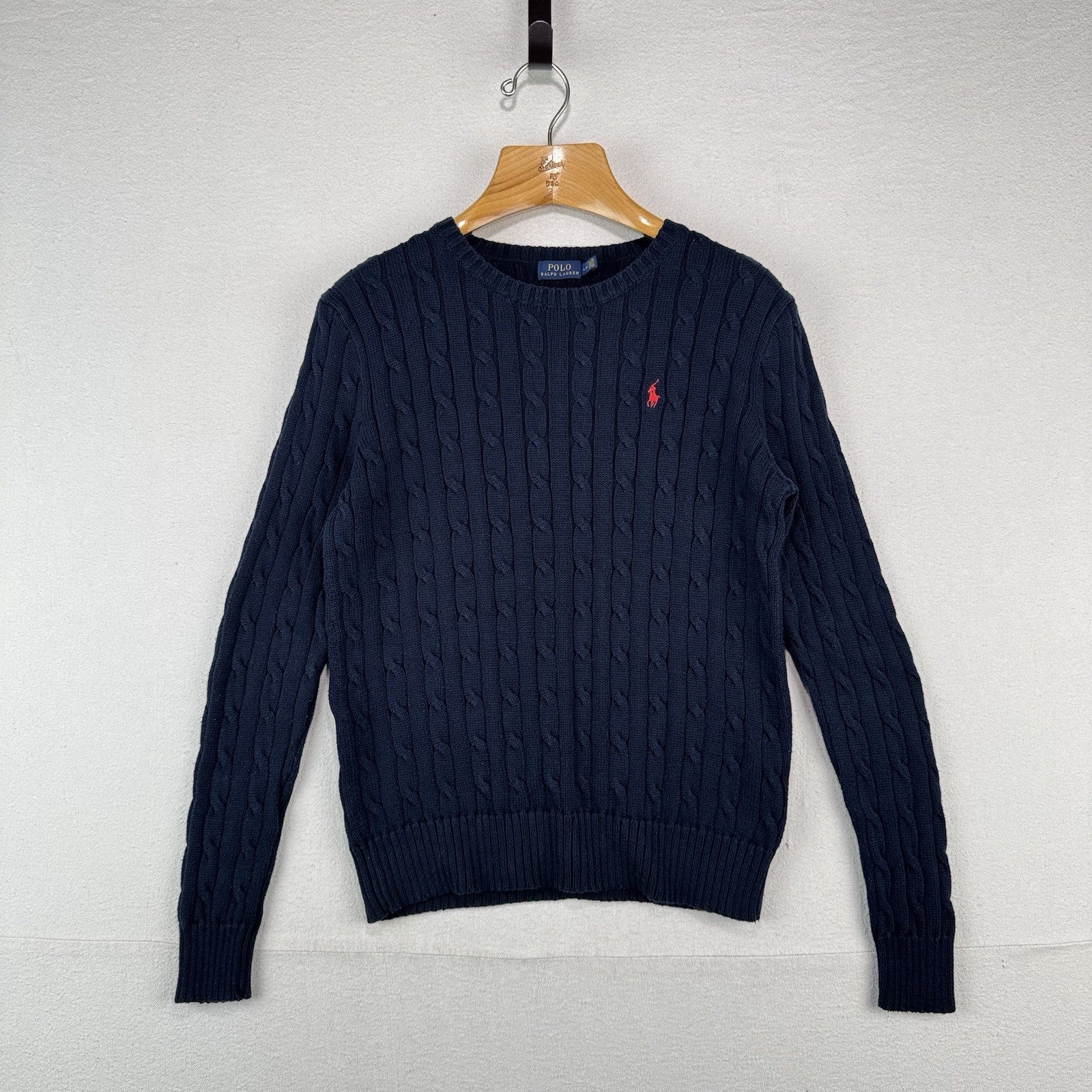 Polo Ralph Lauren Women’s Large Cable Knit Sweater Cotton Navy Blue