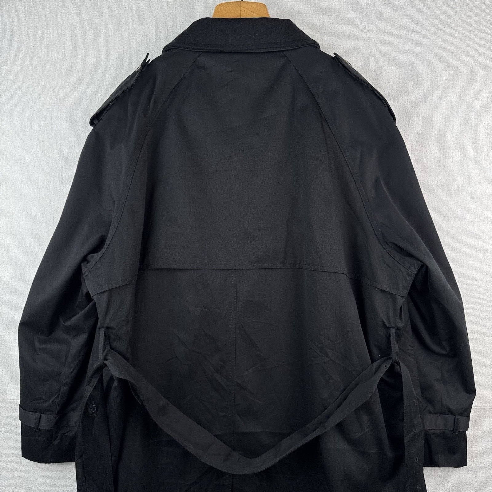 Ralph Lauren Black Trench Coat OverCoat Quilted Cotton Blend Lined Insulated 48R