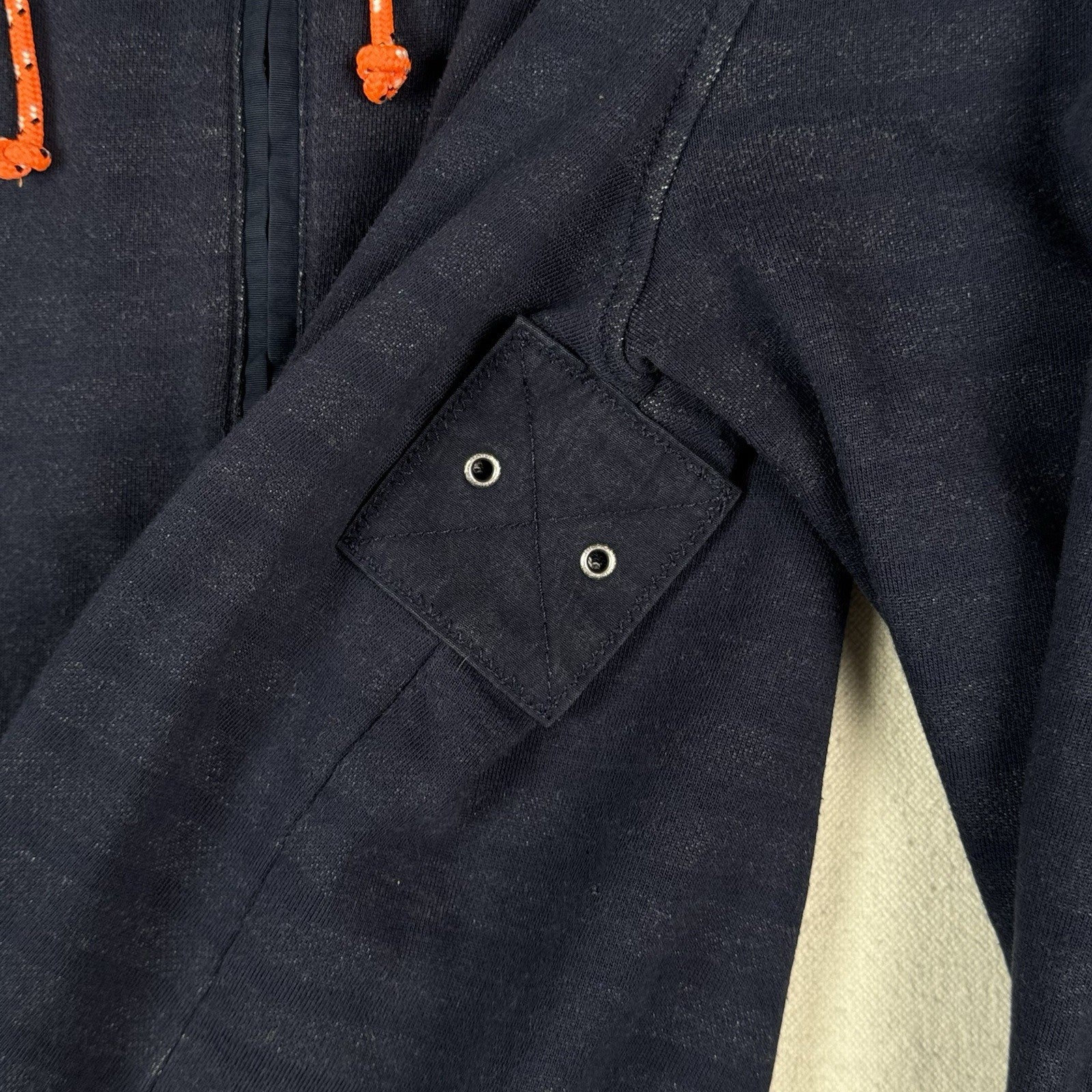 Tommy Hilfiger Navy Orange Women's Large Cotton Jacket Stowaway Hood