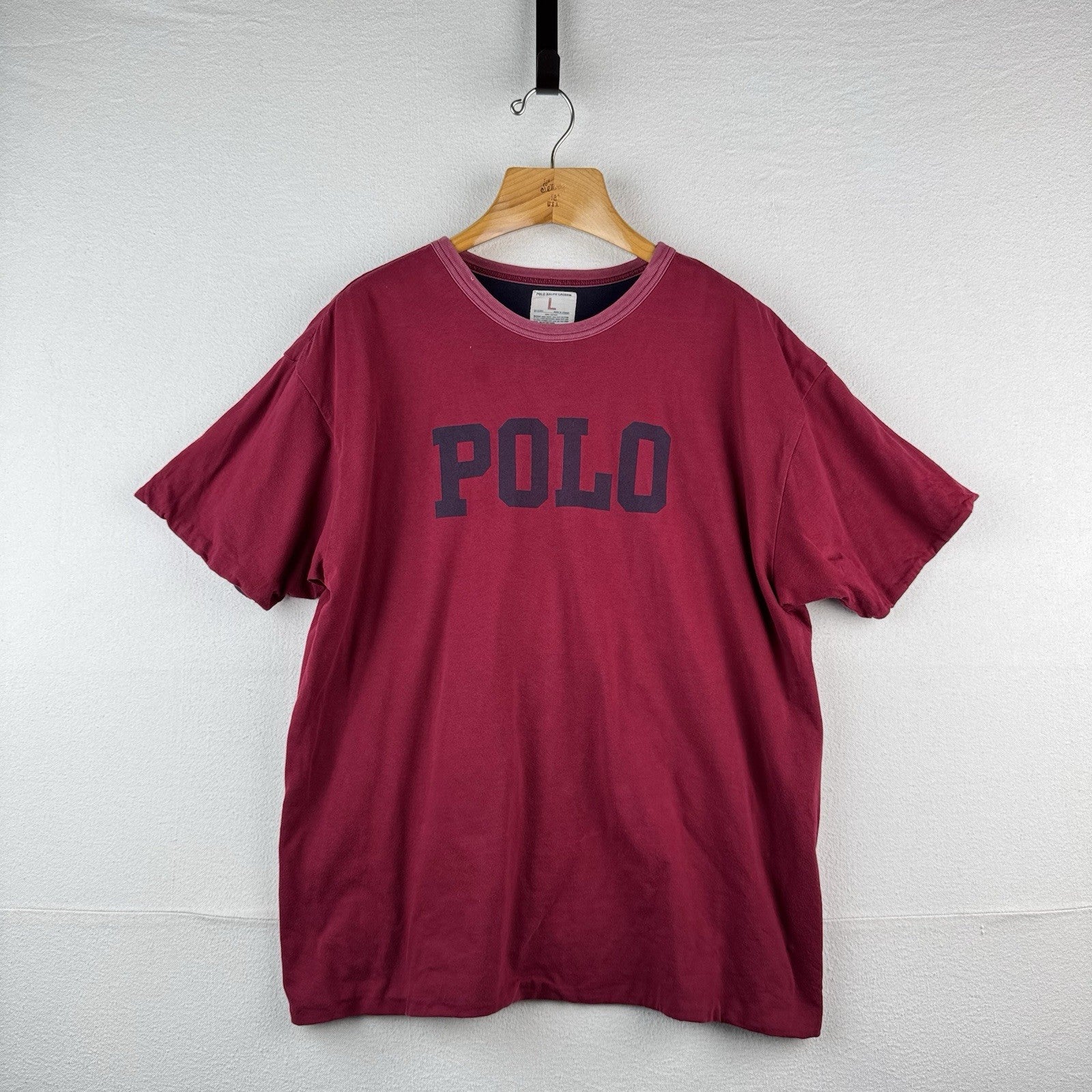 Vintage Polo Ralph Lauren Double Layer T-shirt Men Large Red/Blue Short Sleeve