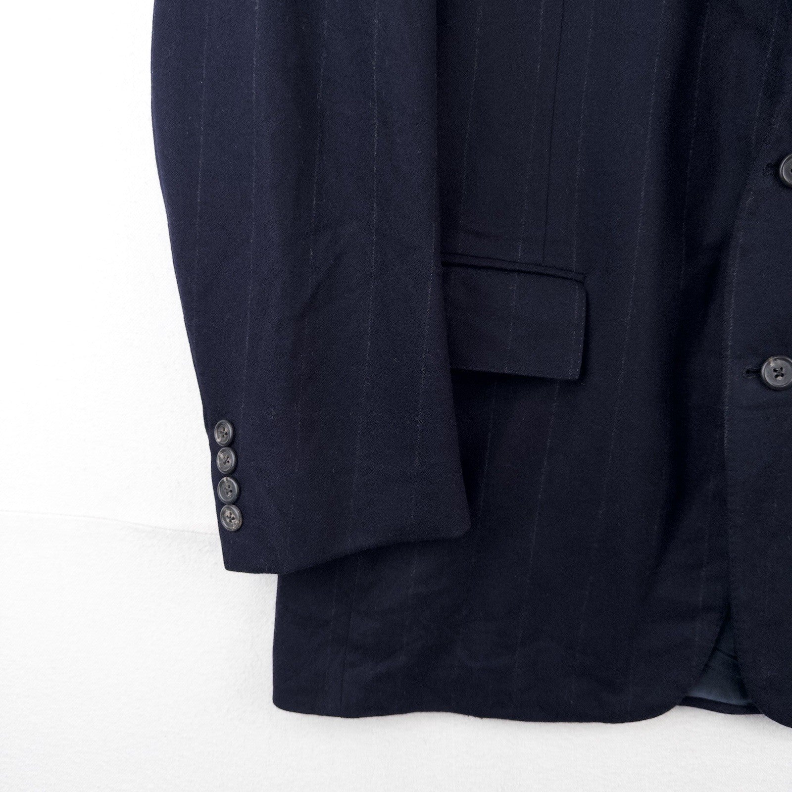 80’s Vtg Polo Ralph Lauren Dark Blue Navy Pinstripe Flannel Blazer Jacket 40 USA